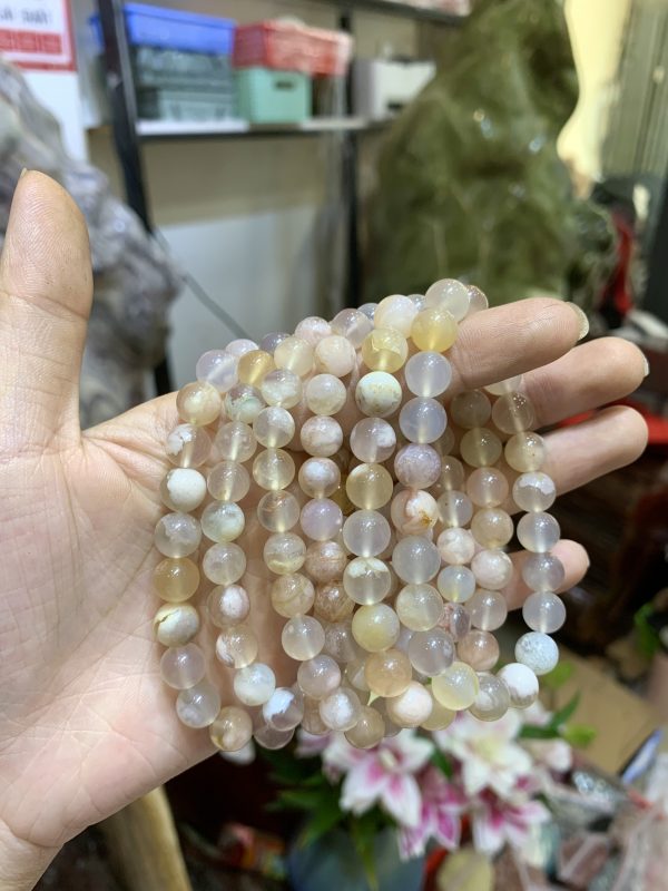 Vòng Mã Não Hoa Anh Đào | Flower Agate 8mm - Vòng đơn | CADA DECOR