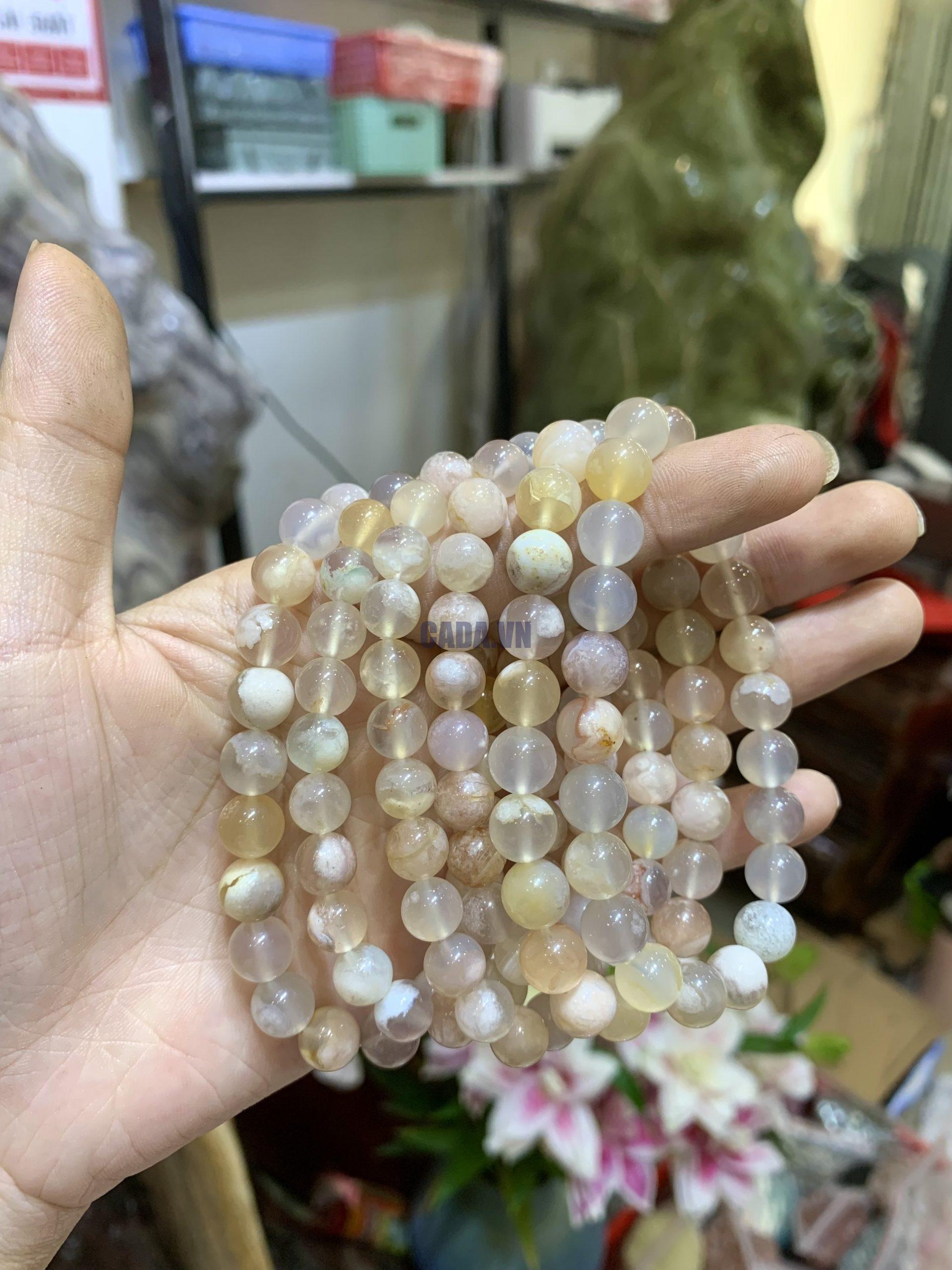 Vòng Mã Não Hoa Anh Đào | Flower Agate 8mm - Vòng đơn | CADA DECOR