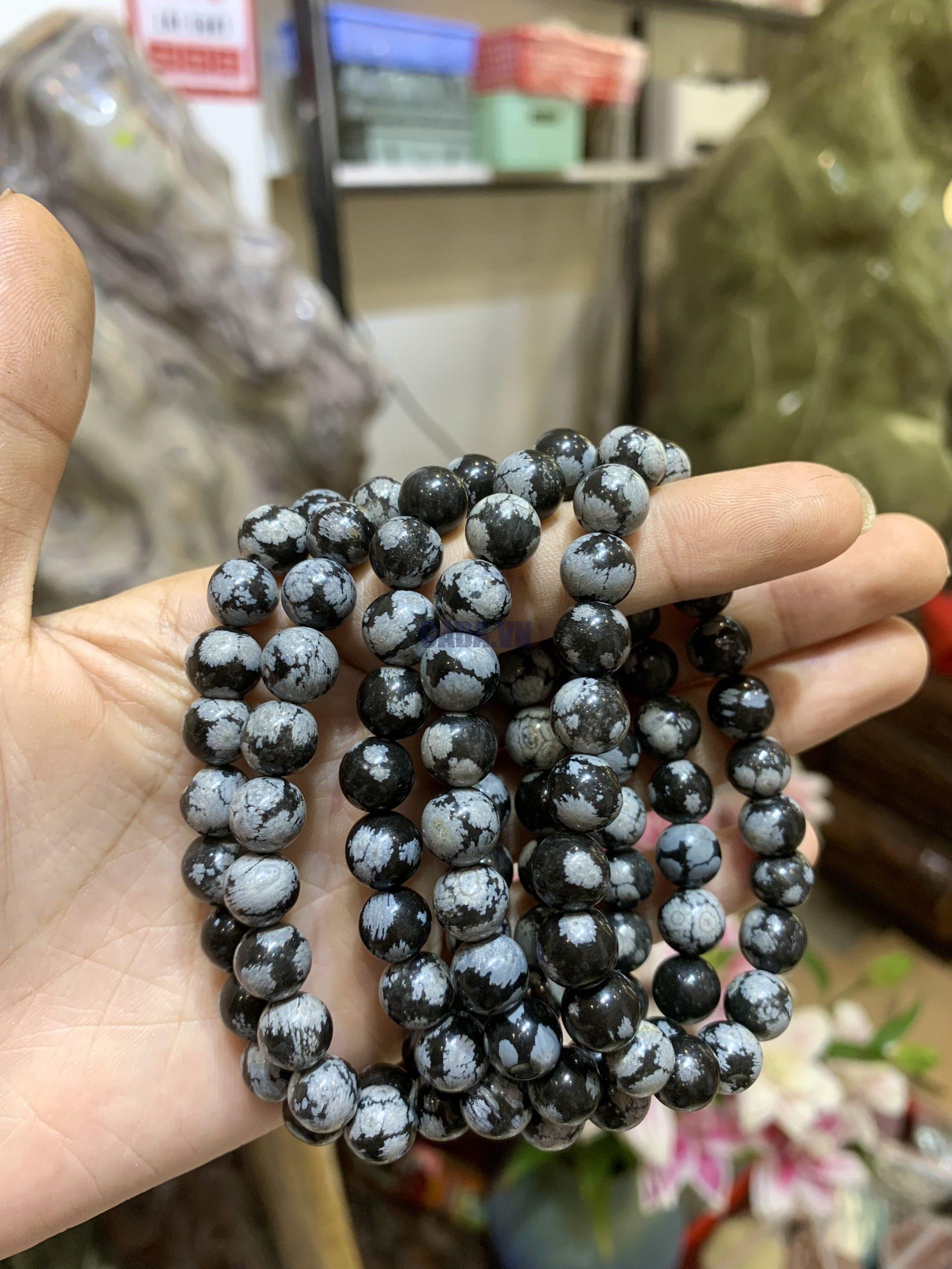 Vòng Snowflake Obsidian 8mm - Vòng đơn | CADA DECOR