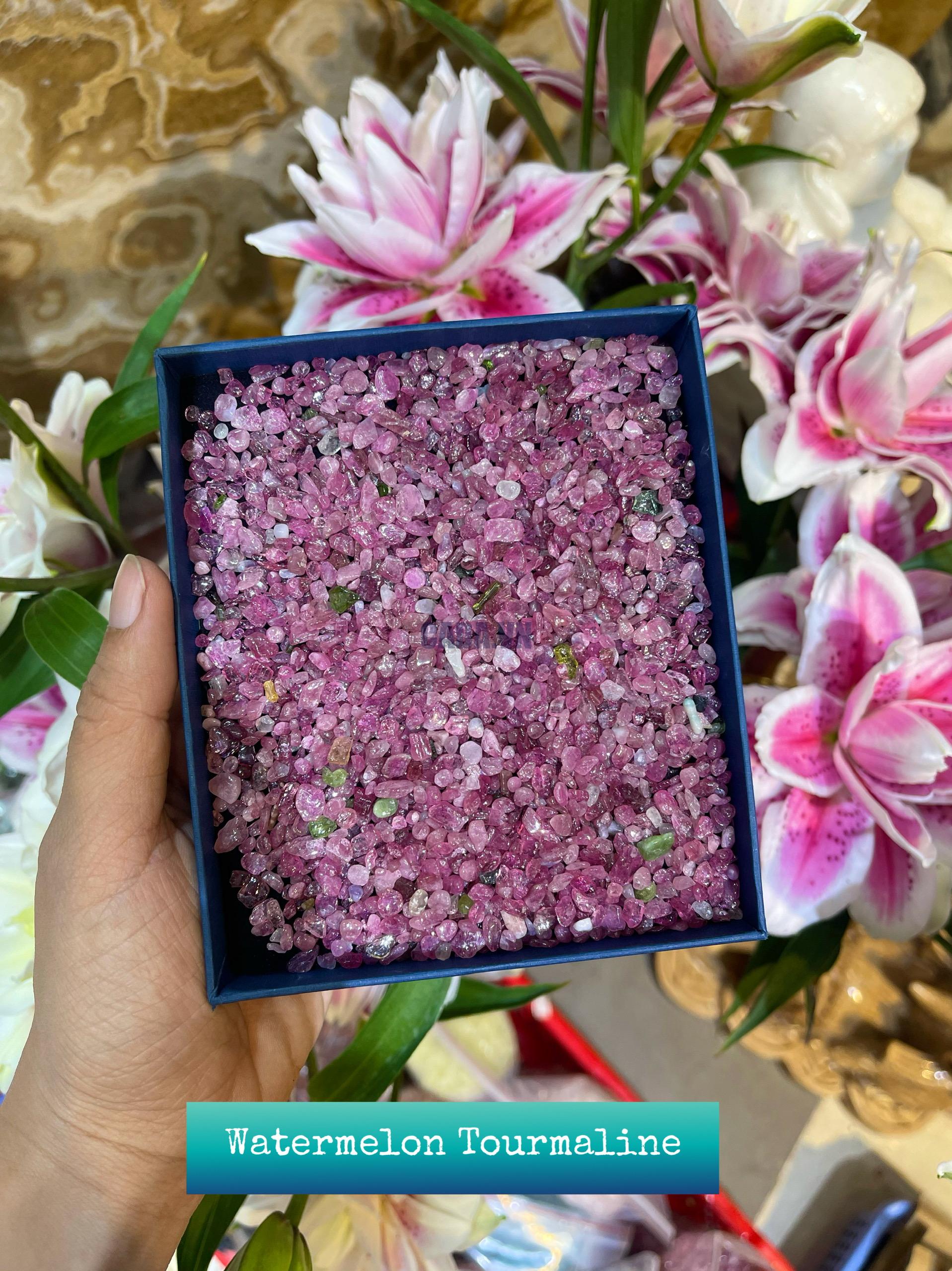 Đá vụn Watermelon Tourmaline (100gram) | Đá trang trí, sưu tầm, healing | CADA DECOR