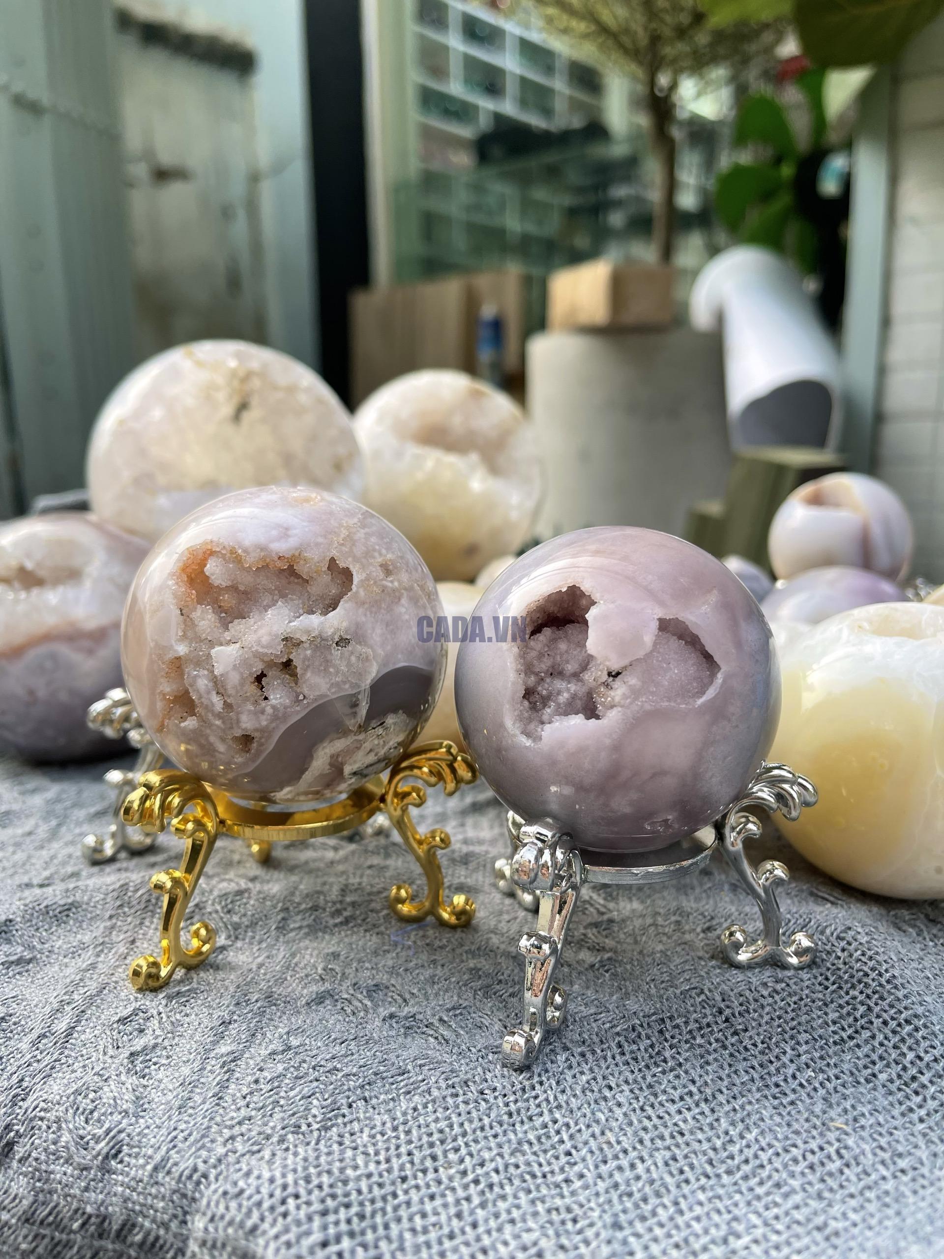 Bi hốc mã não | Agate Geode Sphere | Đá trang trí, sưu tầm, healing | CADA DECOR