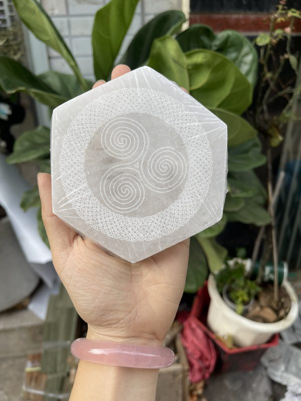 Đĩa lưới tinh thể selenite | Grib Selenite | Đá trang trí, sưu tầm, healing | CADA DECOR