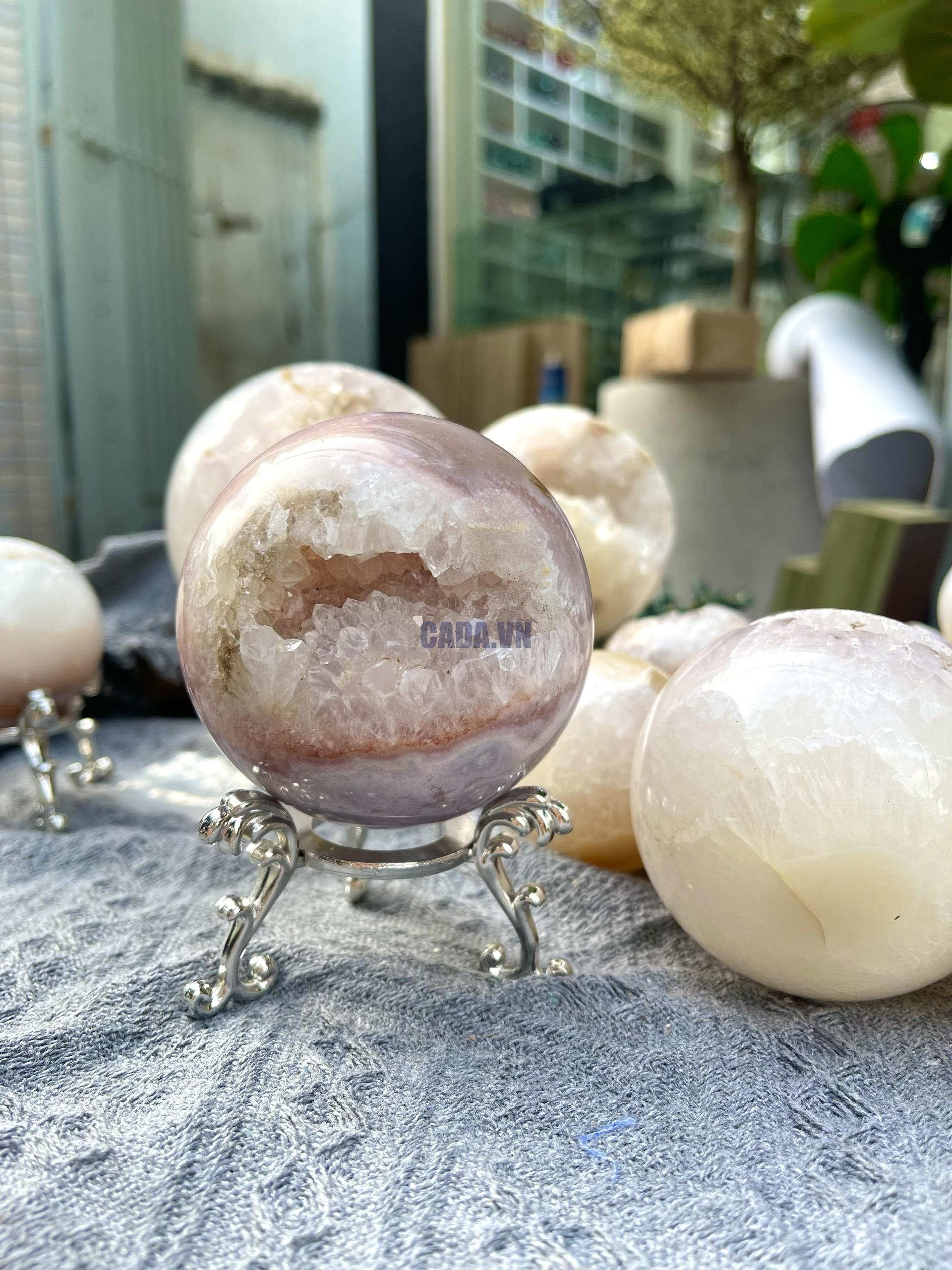 Bi hốc mã não | Agate Geode Sphere | Đá trang trí, sưu tầm, healing | CADA DECOR