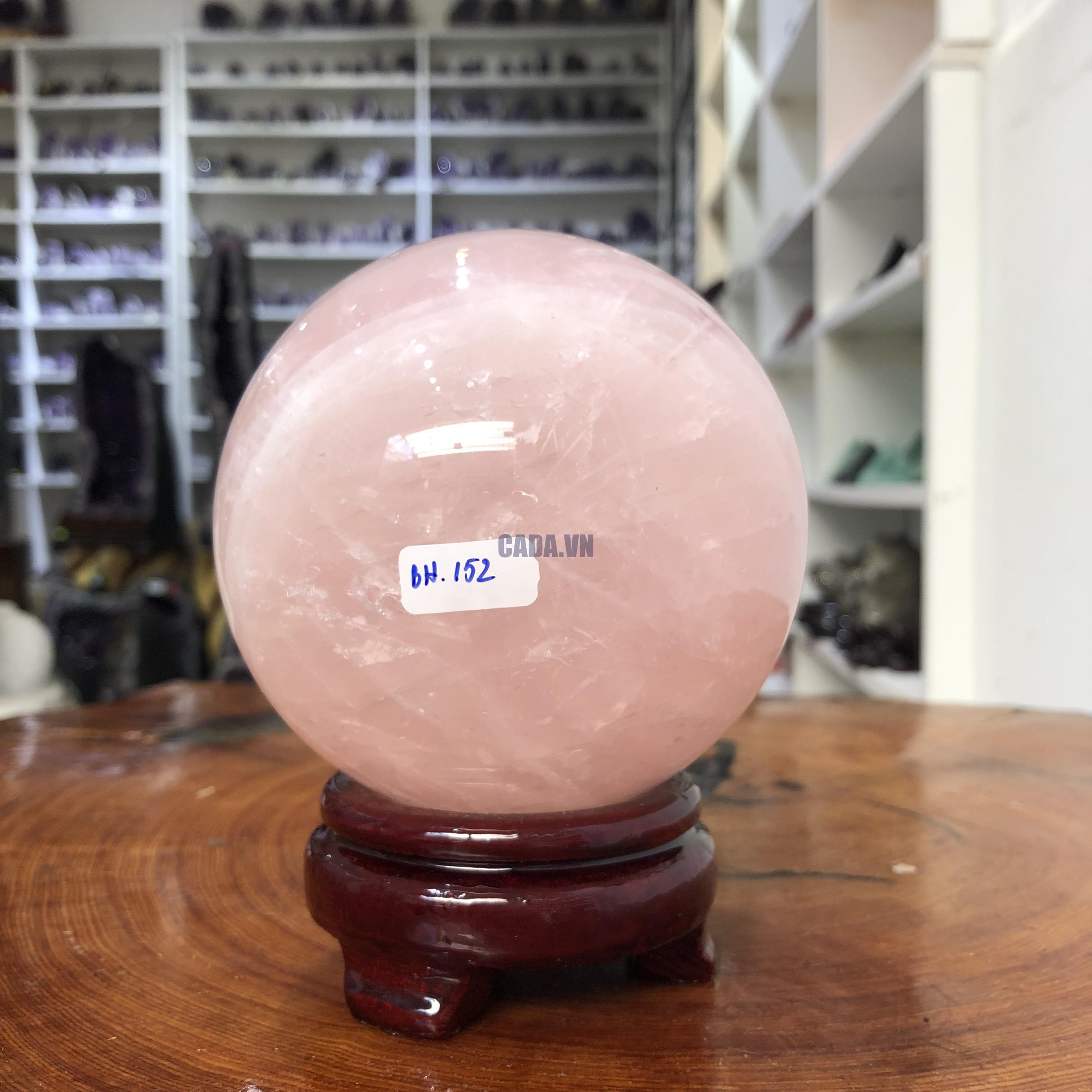 Bi cầu Thạch Anh Hồng – Rose Quartz Sphere (BH152), ĐK: 10,83 CM, KL: 1,725 KG