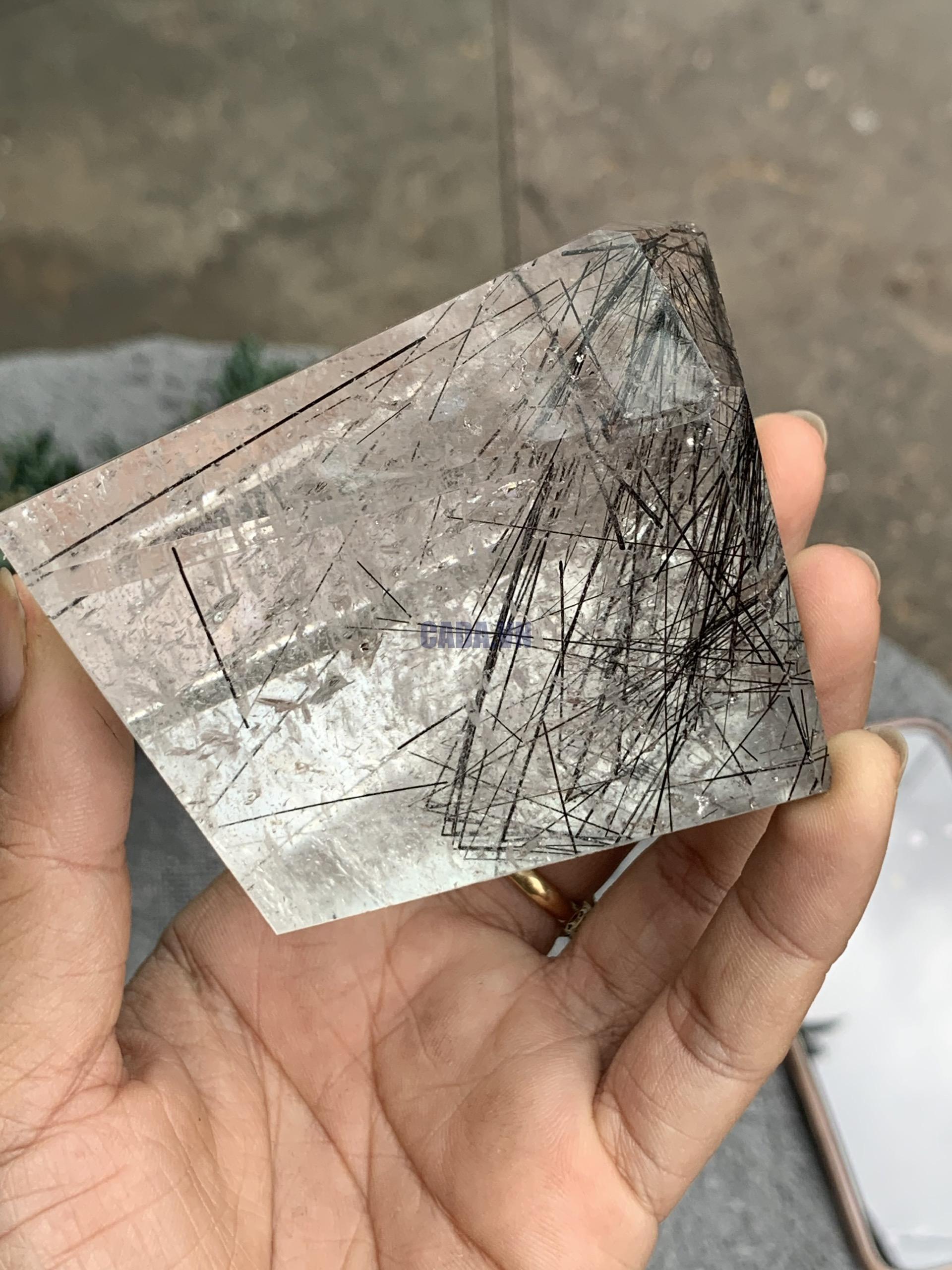 Freeform Thạch anh tóc | Black rutilated quartz | Đá trang trí, sưu tầm, healing | CADA DECOR