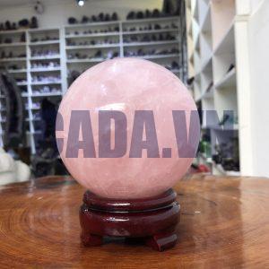 Bi cầu Thạch Anh Hồng – Rose Quartz Sphere (BH148), ĐK: 10,83 CM, KL: 1,685 KG