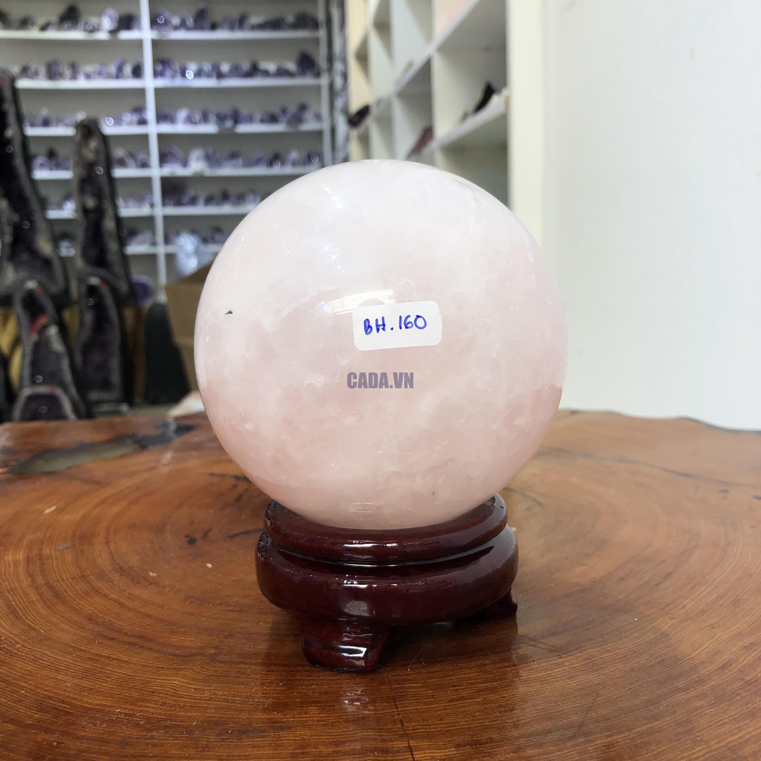 Bi cầu Thạch Anh Hồng – Rose Quartz Sphere (BH160), ĐK: 10,51CM, KL: 1,545 KG