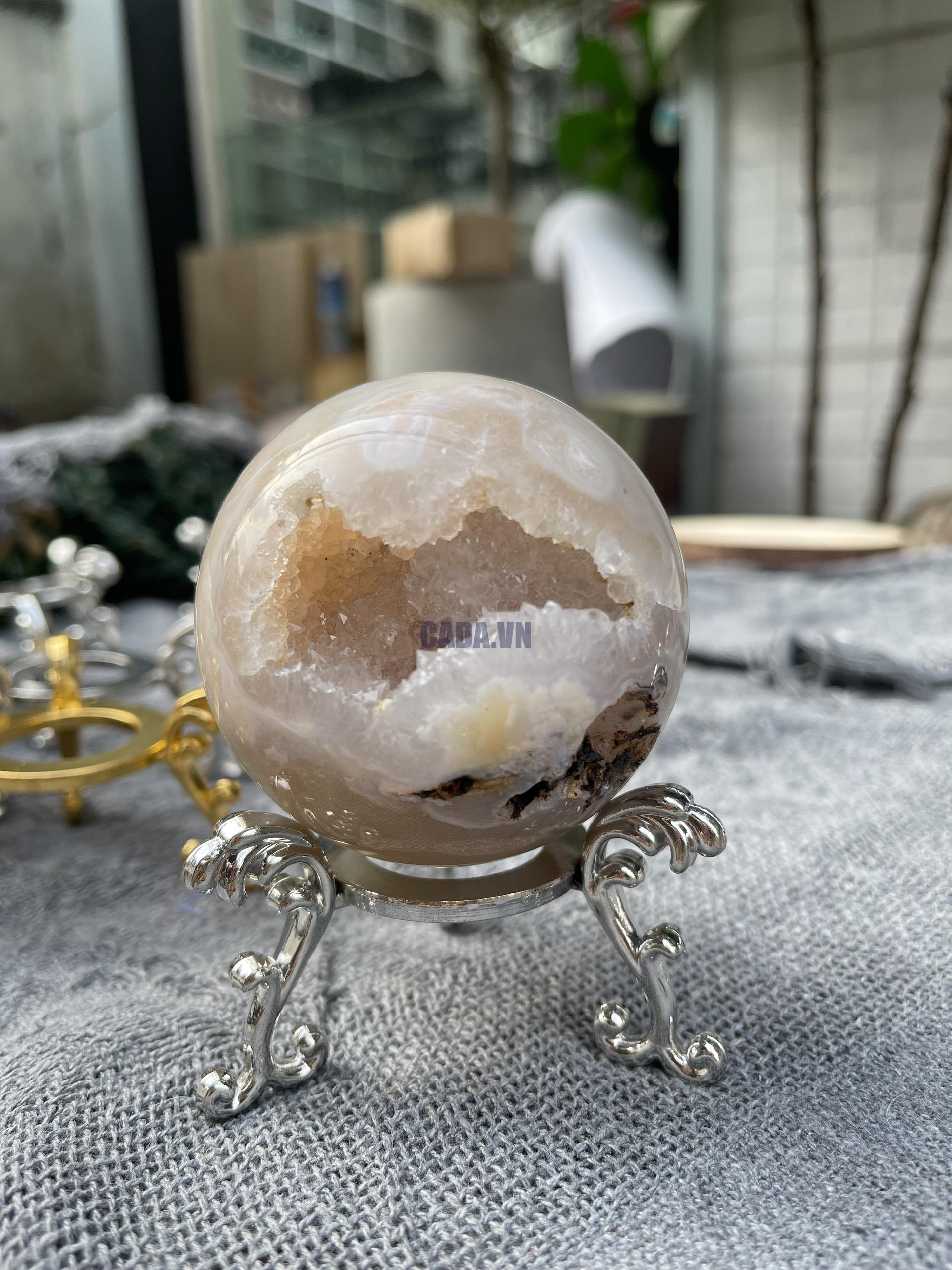 Bi hốc mã não | Agate Geode Sphere | Đá trang trí, sưu tầm, healing | CADA DECOR