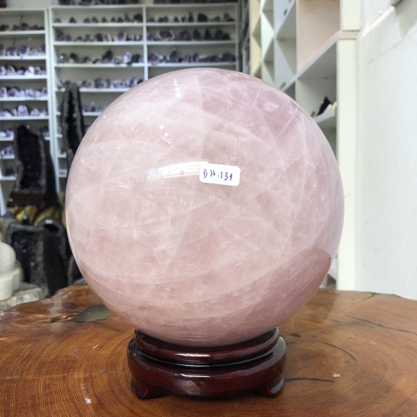 Bi cầu Thạch Anh Hồng – Rose Quartz Sphere (BH131), ĐK: 18,47CM, KL: 8,46 KG