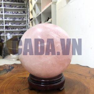 Bi cầu Thạch Anh Hồng – Rose Quartz Sphere (BH135), ĐK: 15,61 CM, KL: 5,07 KG