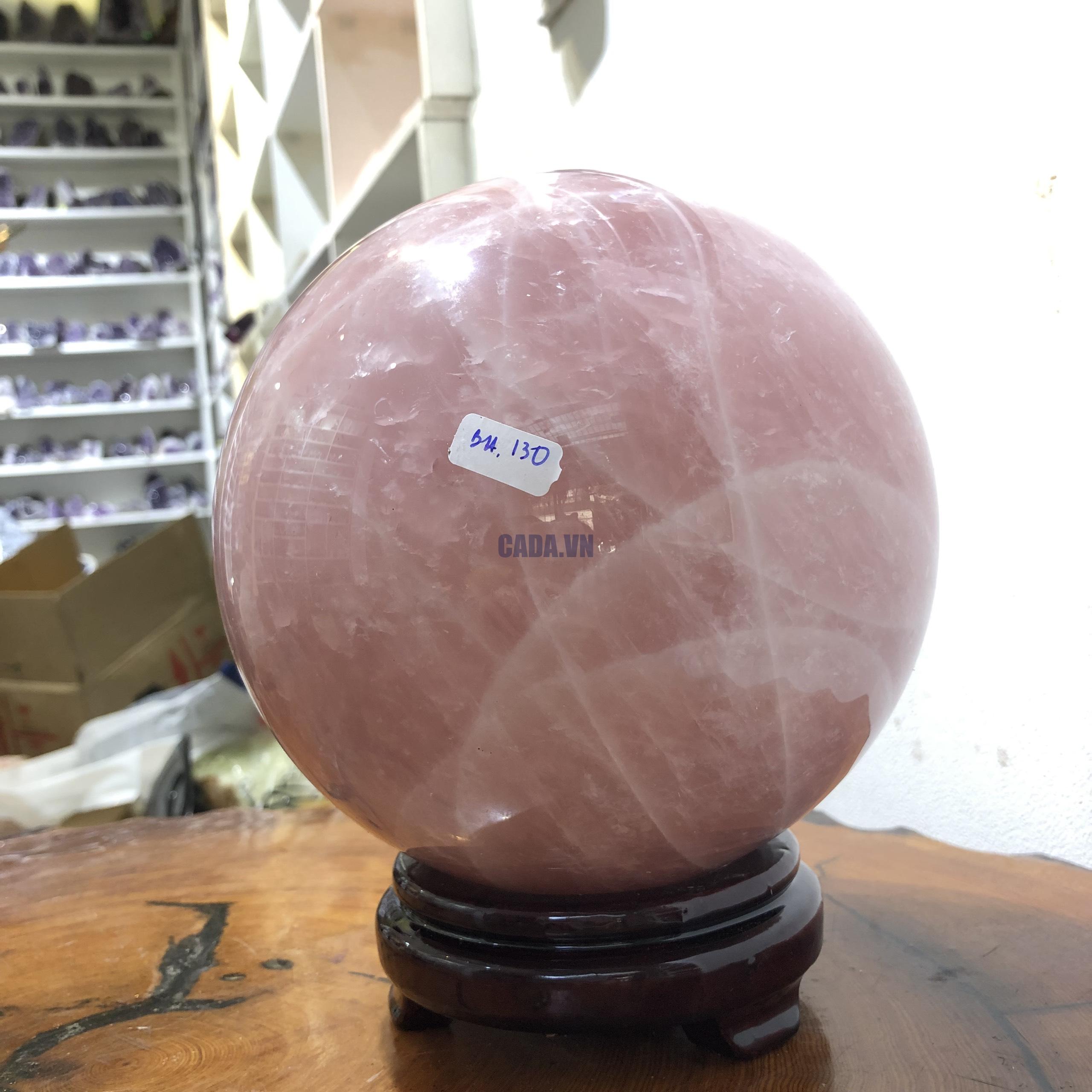 Bi cầu Thạch Anh Hồng – Rose Quartz Sphere (BH119), ĐK: 14,65 CM, KL: 4,36 KG