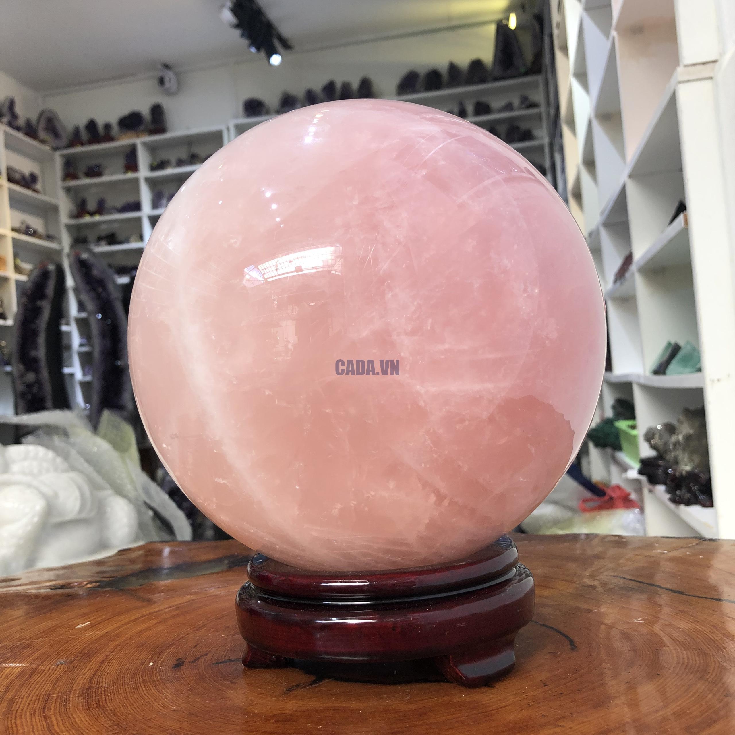 Bi cầu Thạch Anh Hồng – Rose Quartz Sphere (BH128), ĐK: 17,52 CM, KL: 7,23 KG