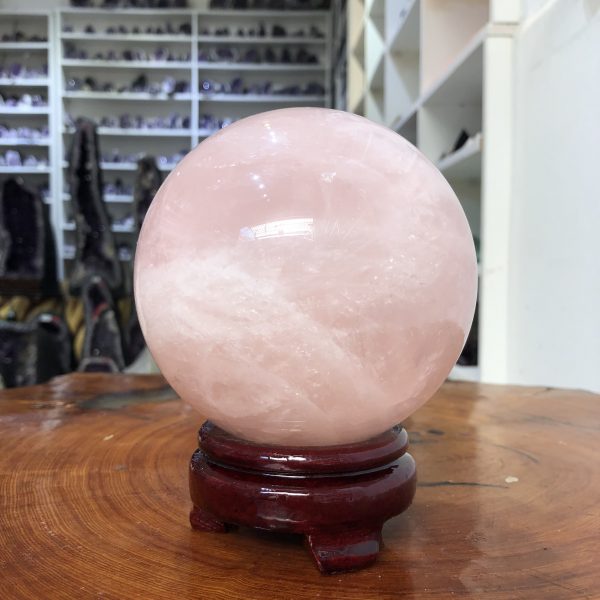 Bi cầu Thạch Anh Hồng – Rose Quartz Sphere (BH158), ĐK: 11,15 CM, KL: 1,93 KG