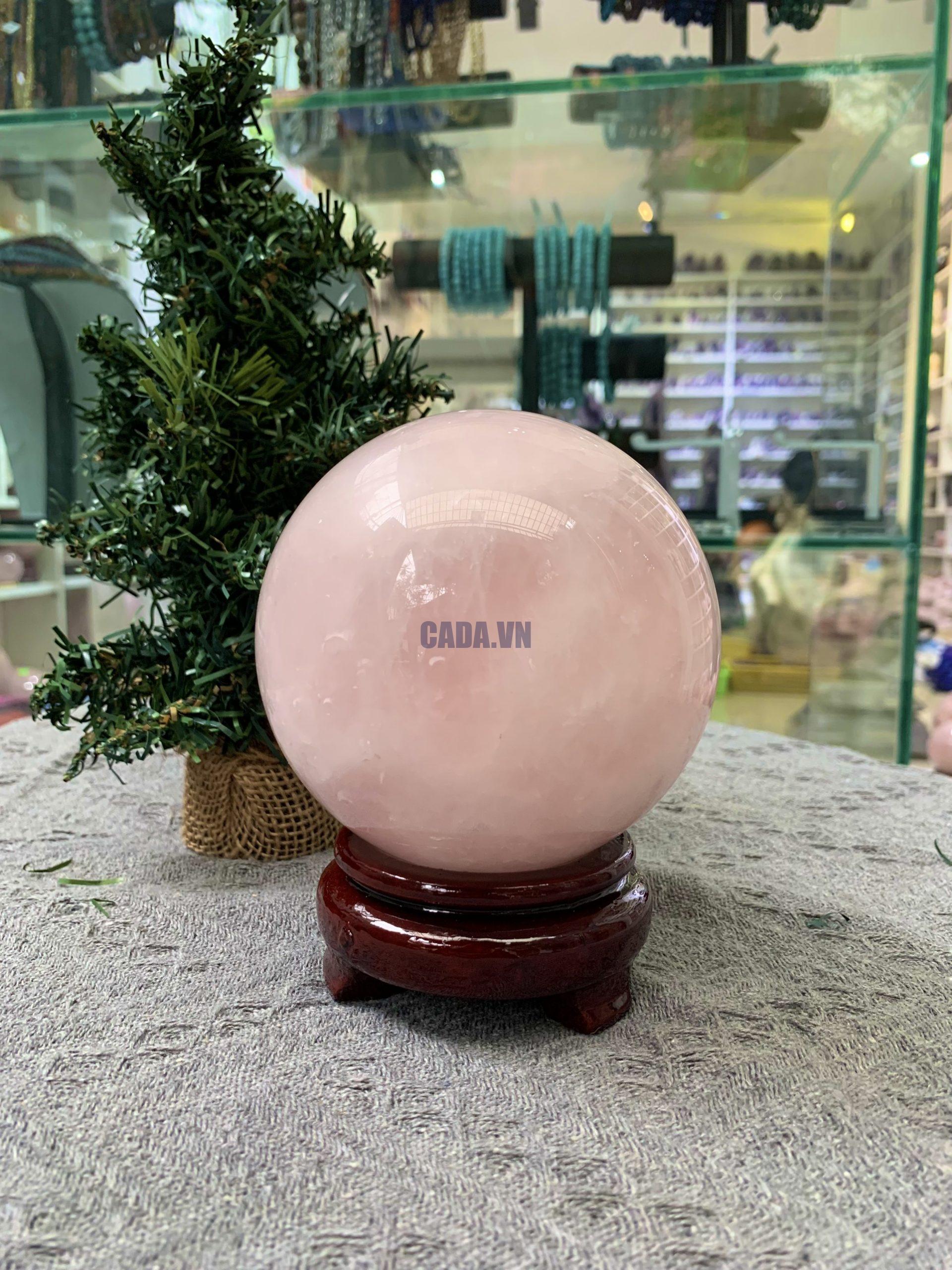 Bi cầu Thạch Anh Hồng – Rose Quartz Sphere (BH190), ĐK: 10,51CM, KL: 1,57KG