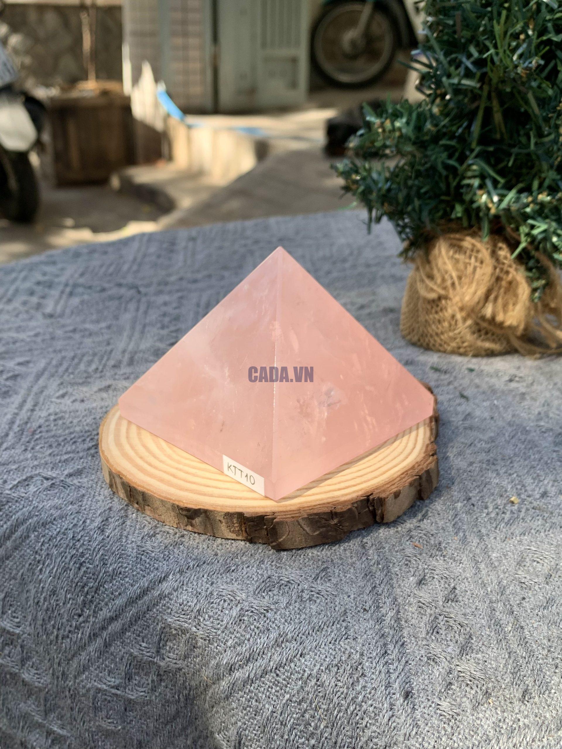 KIM TỰ THÁP ĐÁ THẠCH ANH HỒNG (KTT10) KT: 6,5*7,7 CM - KL: 0,405 KG