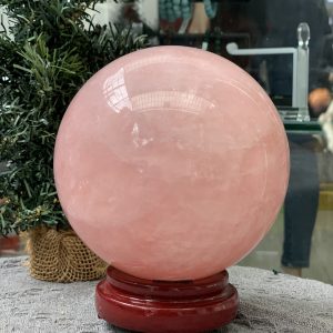 Bi cầu Thạch Anh Hồng – Rose Quartz Sphere (BH220), ĐK: 12,10CM, KL: 2,495KG
