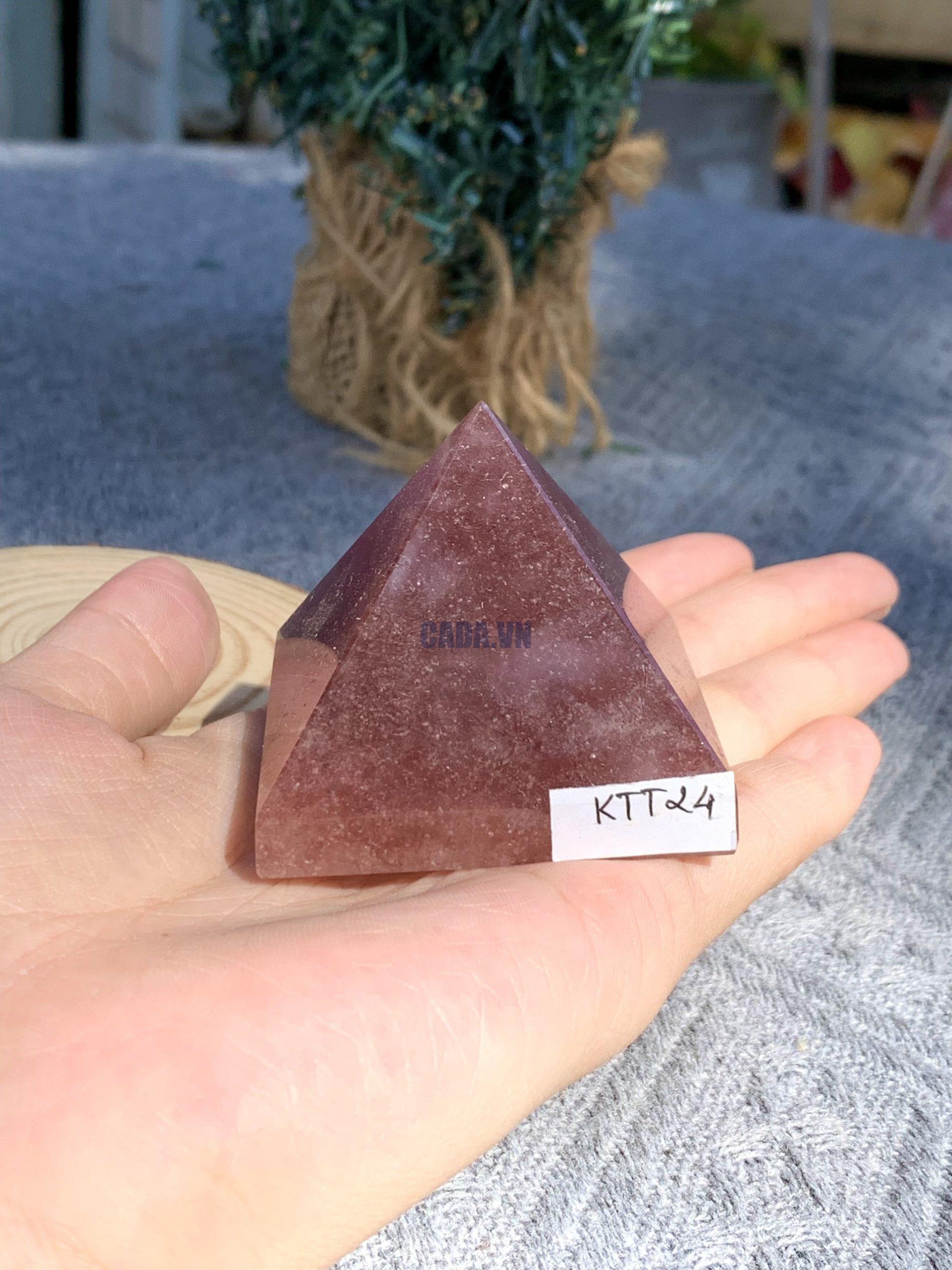 KIM TỰ THÁP ĐÁ THẠCH ANH DÂU ĐỎ - Strawberry Quartz (KTT24) KT: 4,3*4,8 CM - KL: 0,115 KG
