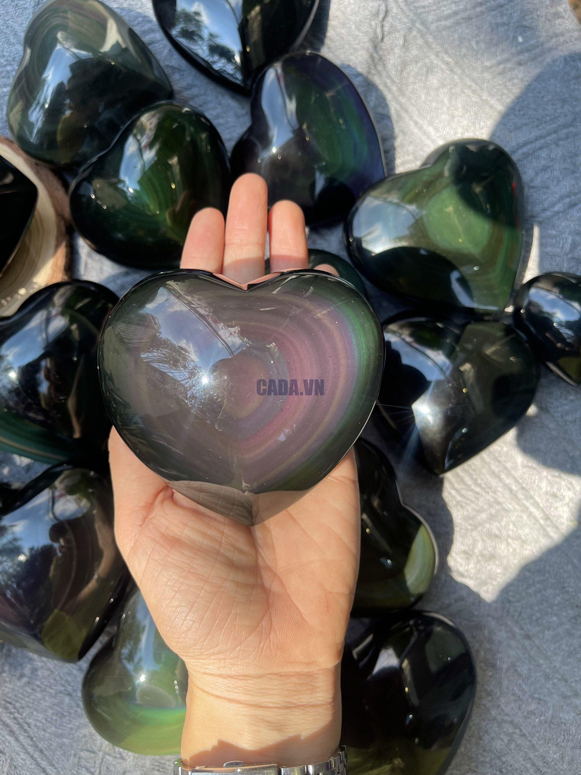 Trái tim Rainbow Obsidian | Đá trang trí, sưu tầm, healing | CADA DECOR