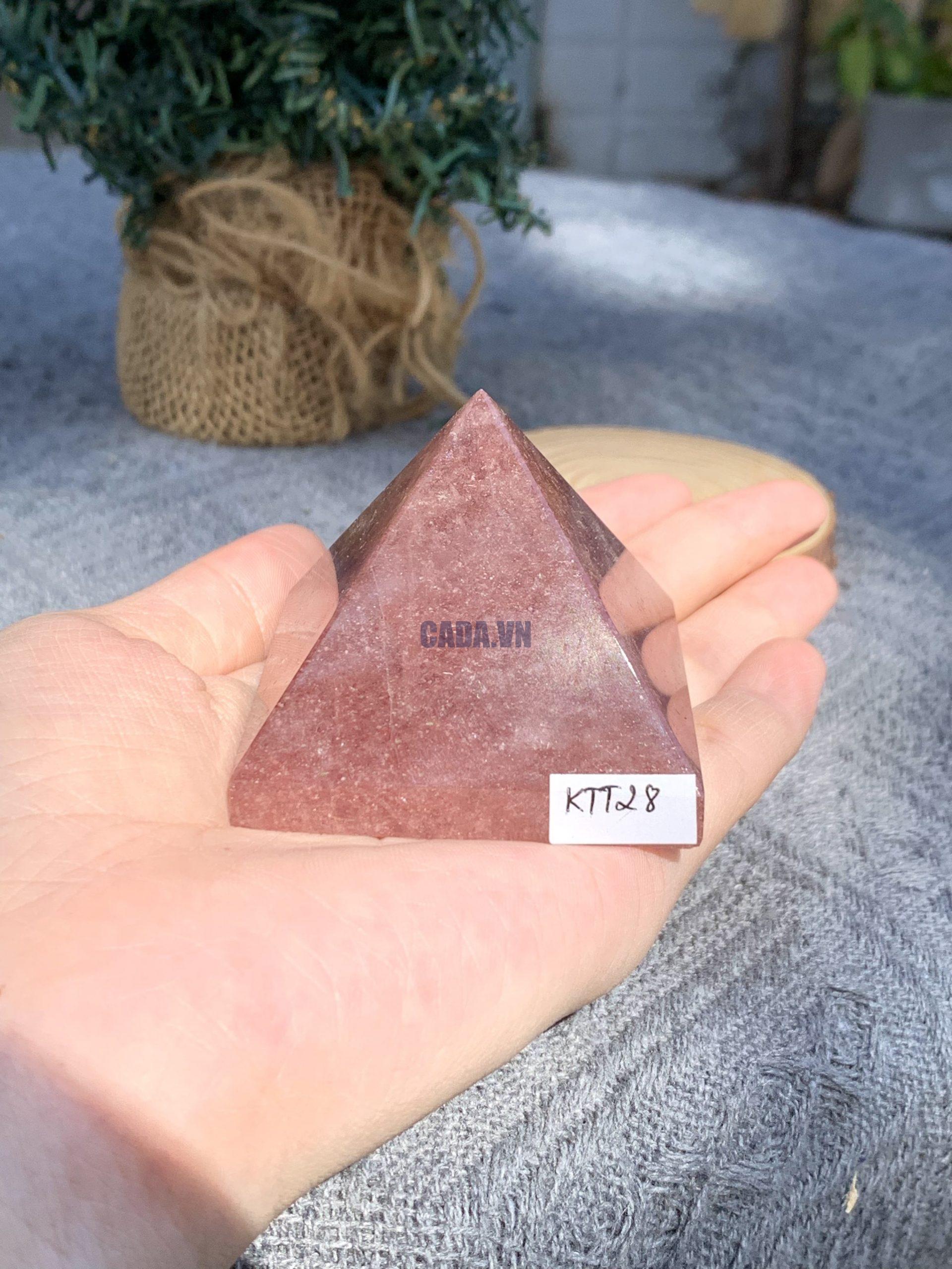KIM TỰ THÁP ĐÁ THẠCH ANH DÂU ĐỎ - Strawberry Quartz (KTT28) KT: 4,3*5 CM - KL: 0,13 KG