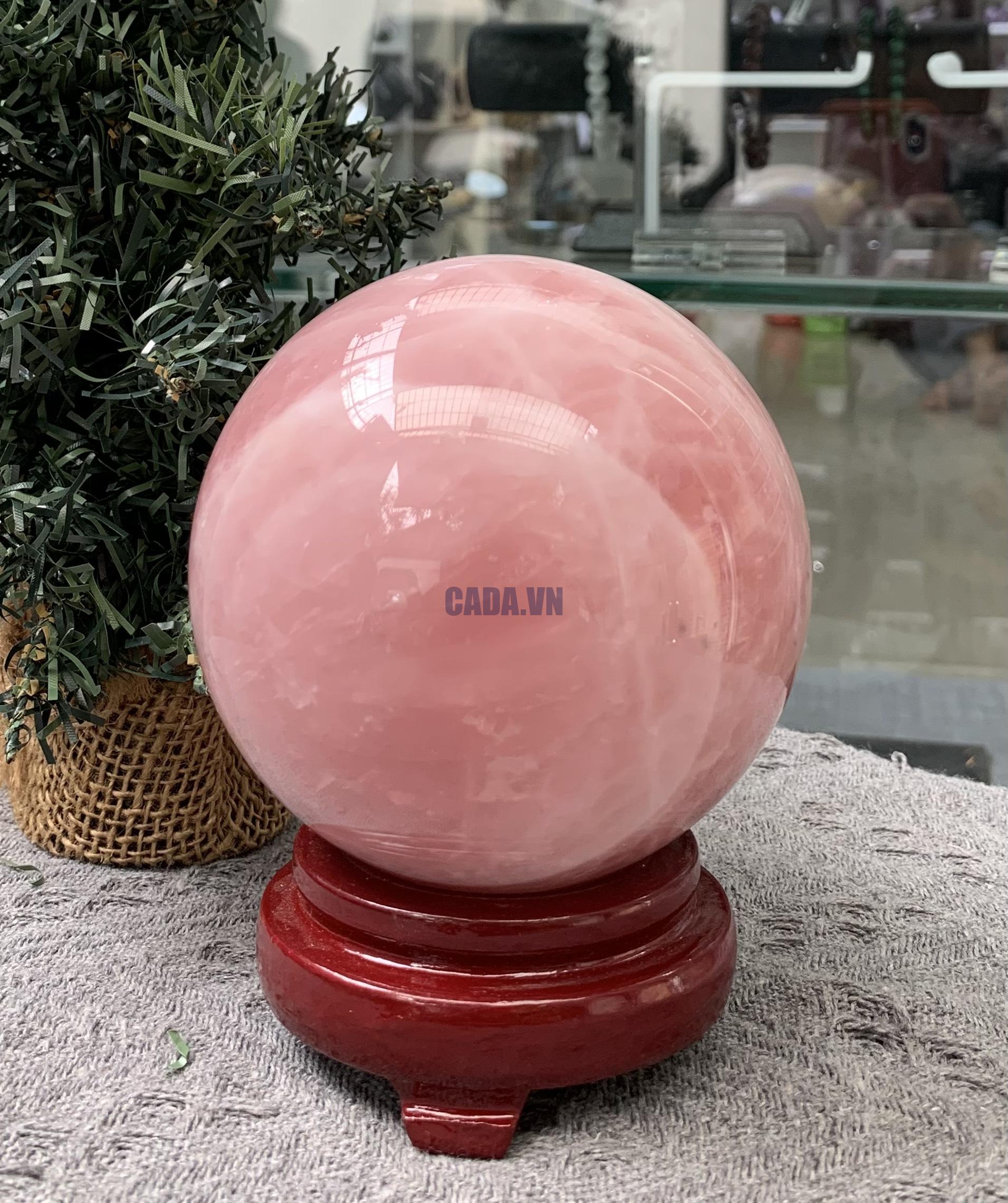 Bi cầu Thạch Anh Hồng – Rose Quartz Sphere (BH211), ĐK: 9,87CM, KL: 1,32KG