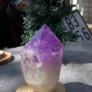 Chóp thạch anh tím (TTU08) - KT: 13,4*4,5 CM - KL: 0,255 KG | Đá trang trí, sưu tầm, healing | CADA DECOR