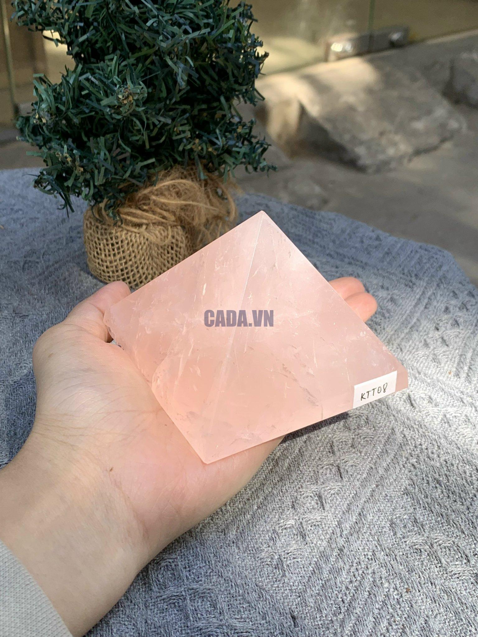 KIM TỰ THÁP ĐÁ THẠCH ANH HỒNG (KTT08) KT: 6,3*8,3 CM - KL: 0,455 KG