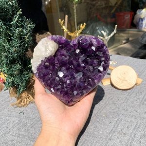 TRÁI TIM THẠCH ANH TÍM, KT: 11,5*13,1 CM (TAT122), KL: 0,855 KG