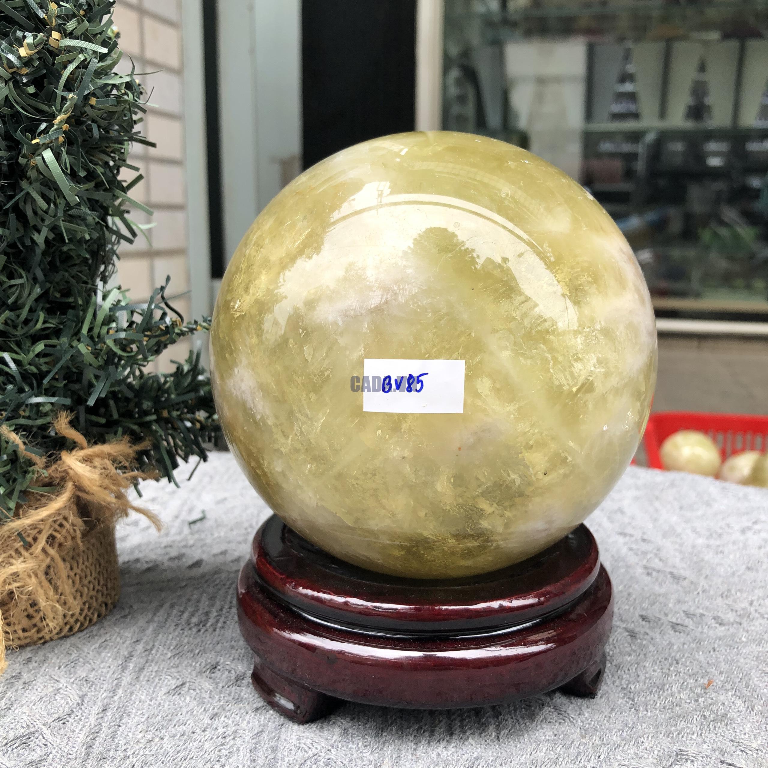 Bi Cầu Thạch Anh Vàng – Citrine Sphere (BV85) - KL: 2,605 KG - ĐK: 12,42 CM