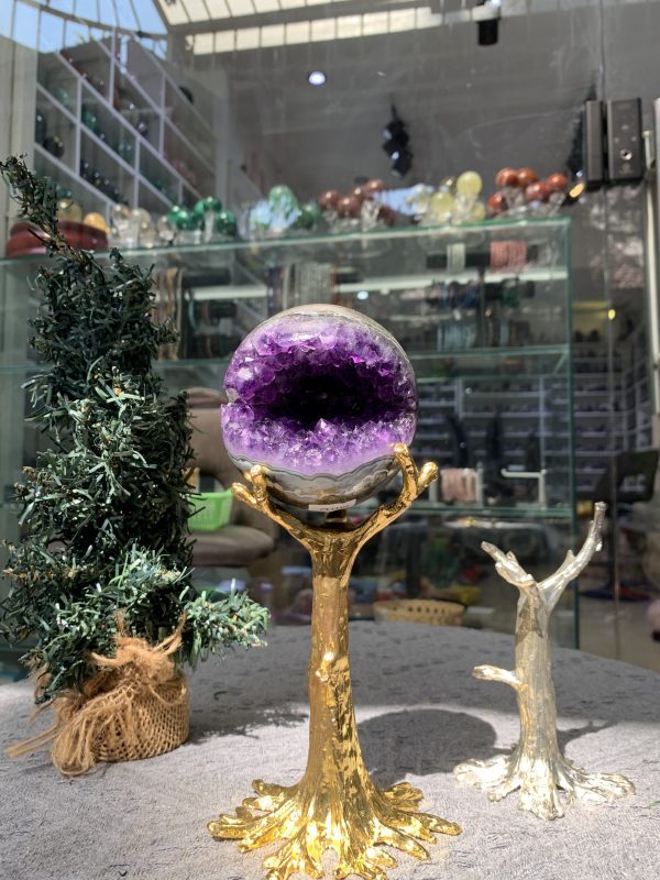 Bi Cầu Miệng Cười Thạch Anh Tím – Amethyst (BTH112) - KL: 0,585 KG - ĐK: 8,1CM