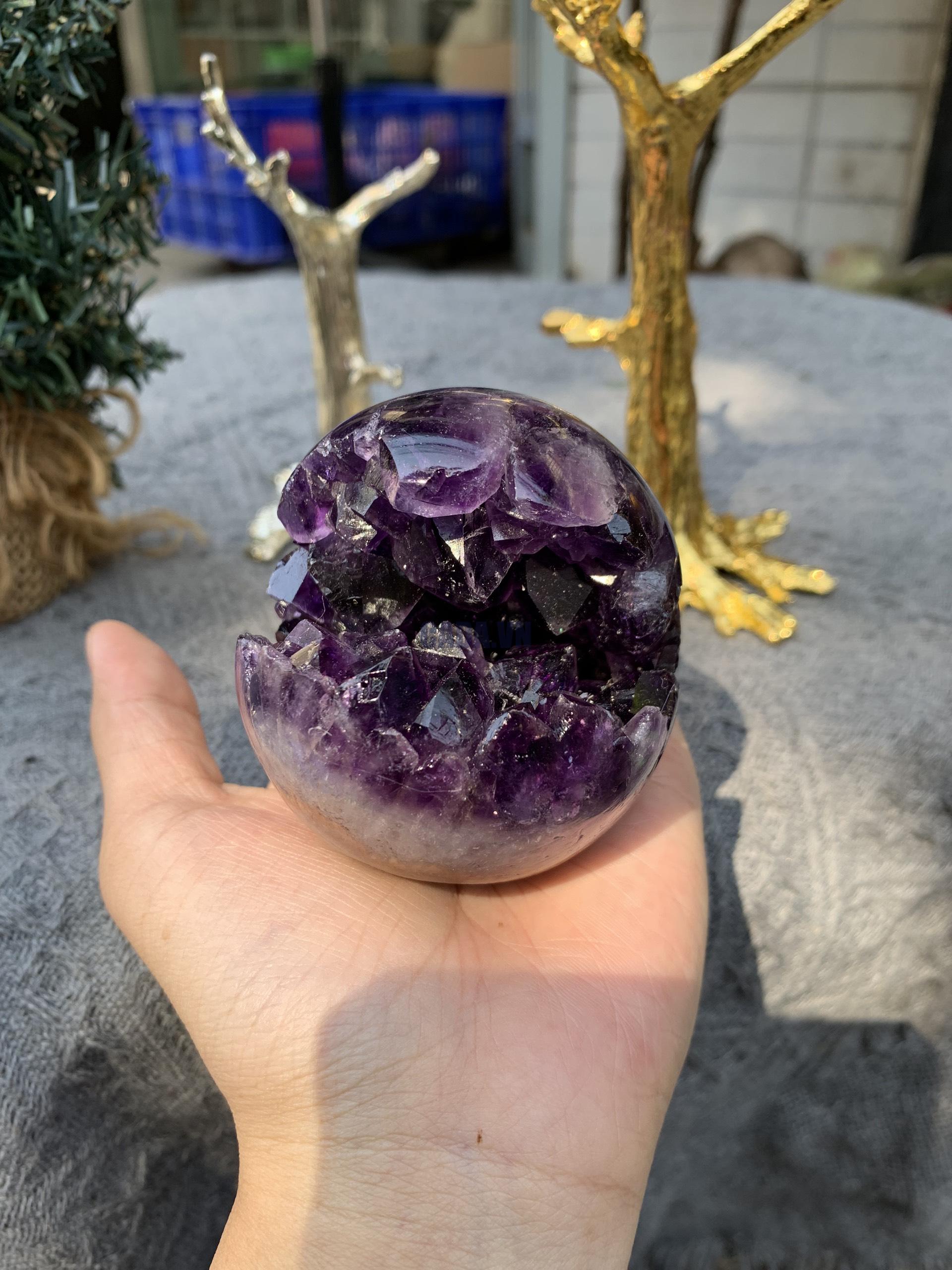 Bi Cầu Miệng Cười Thạch Anh Tím – Amethyst (BTH08) - KL: 0,325 KG - ĐK: 6,8CM