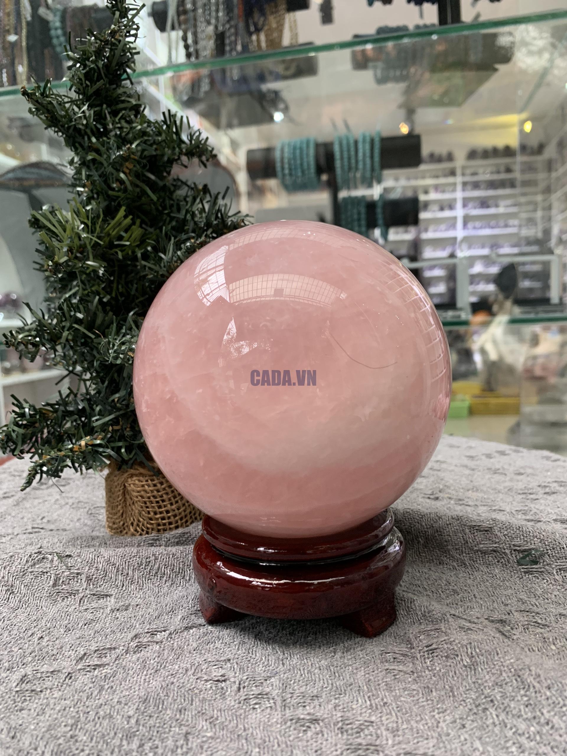 Bi cầu Thạch Anh Hồng – Rose Quartz Sphere (BH204), ĐK: 11,15CM, KL: 1,9KG