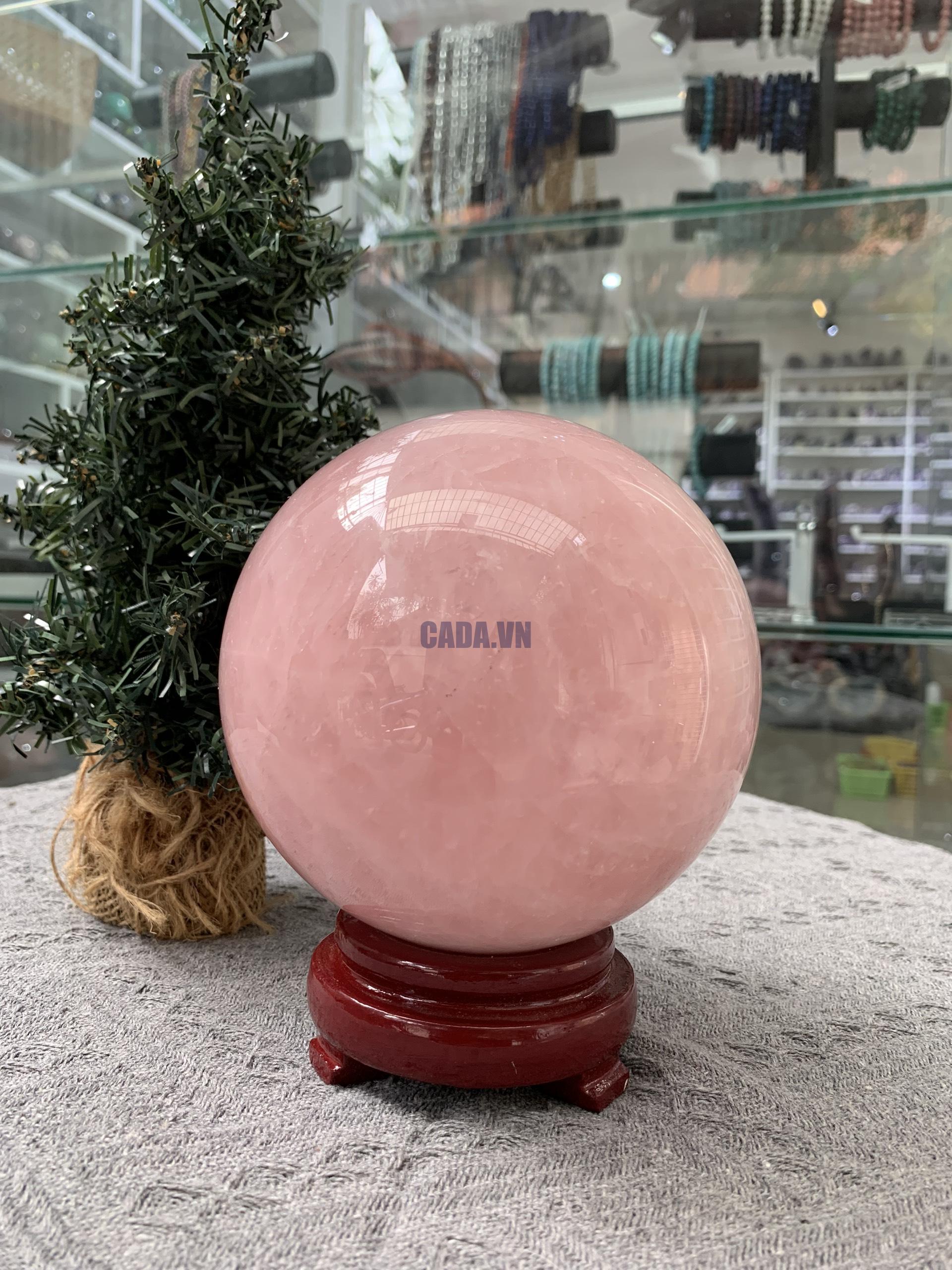 Bi cầu Thạch Anh Hồng – Rose Quartz Sphere (BH163), ĐK: 12,10CM, KL: 2,495KG