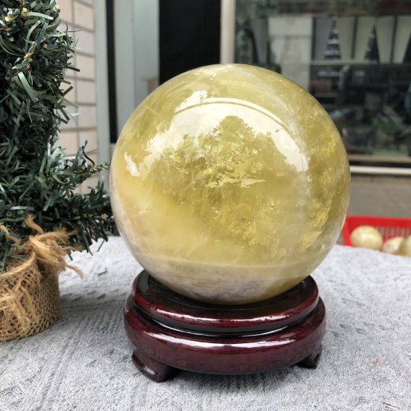 Bi Cầu Thạch Anh Vàng – Citrine Sphere (BV85) - KL: 2,605 KG - ĐK: 12,42 CM