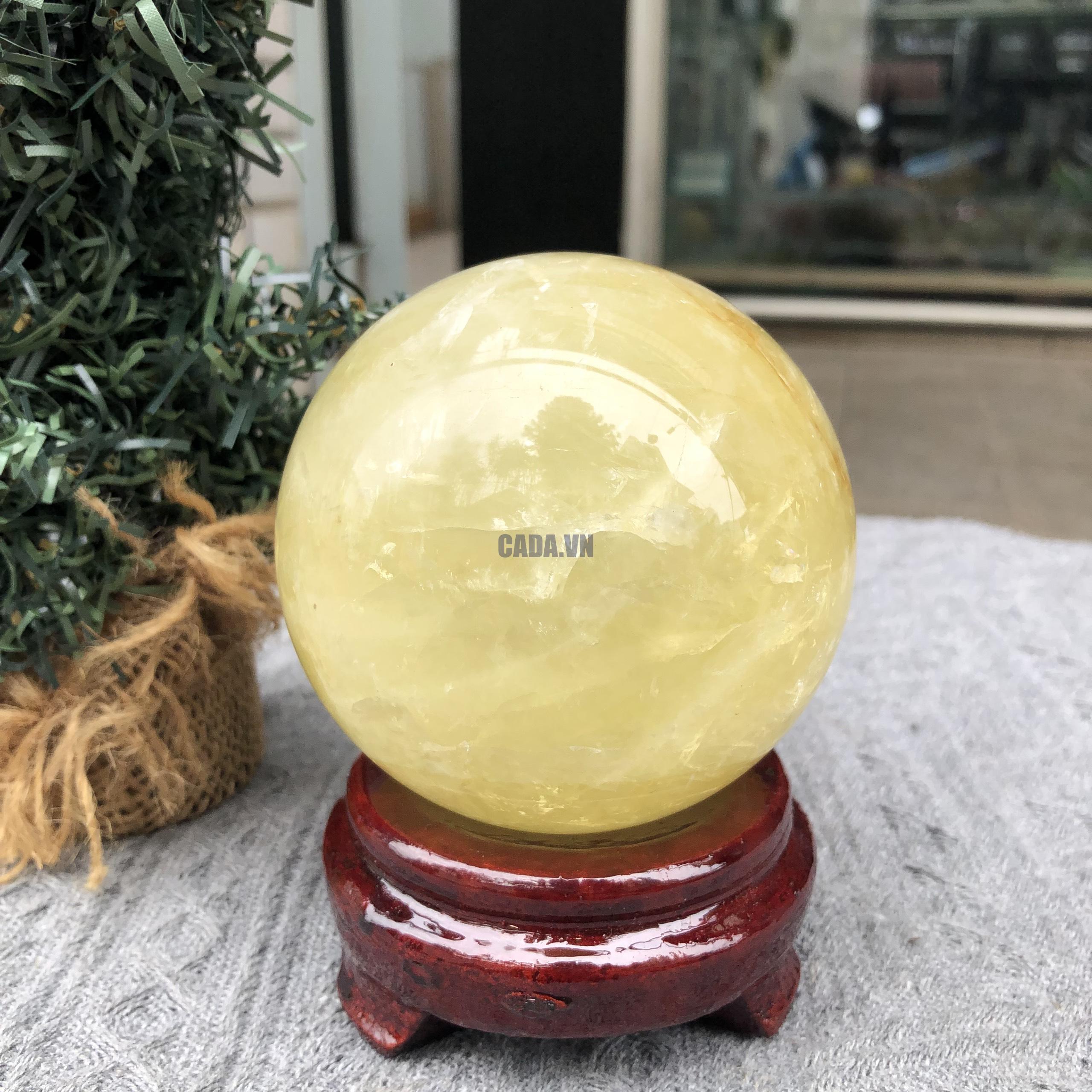 Bi Cầu Thạch Anh Vàng – Citrine Sphere (BV89) - KL: 0,82 KG - ĐK: 8,44 CM