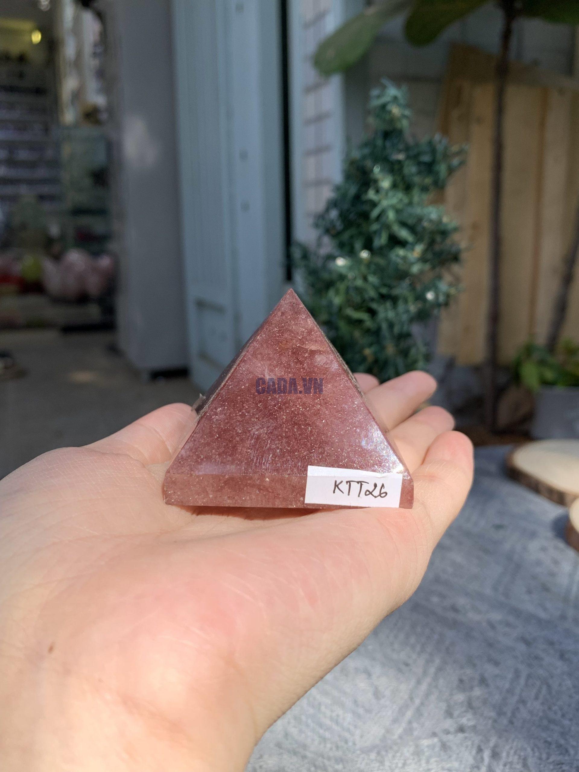 KIM TỰ THÁP ĐÁ THẠCH ANH DÂU ĐỎ - Strawberry Quartz (KTT26) KT: 4,1*5 CM - KL: 0,12 KG