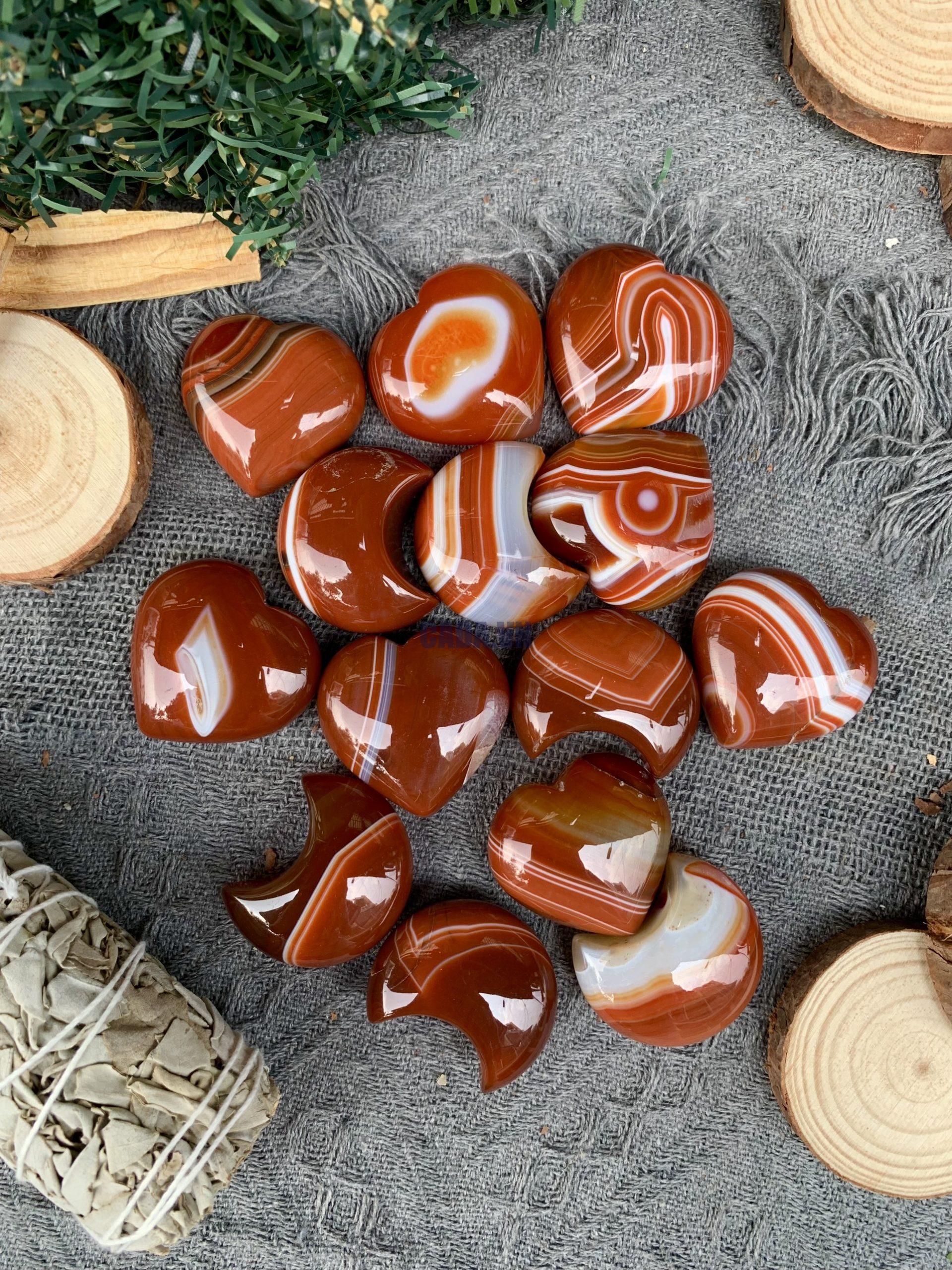 Trăng/ Trái tim Sardonyx | Đá trang trí, sưu tầm, healing | CADA DECOR