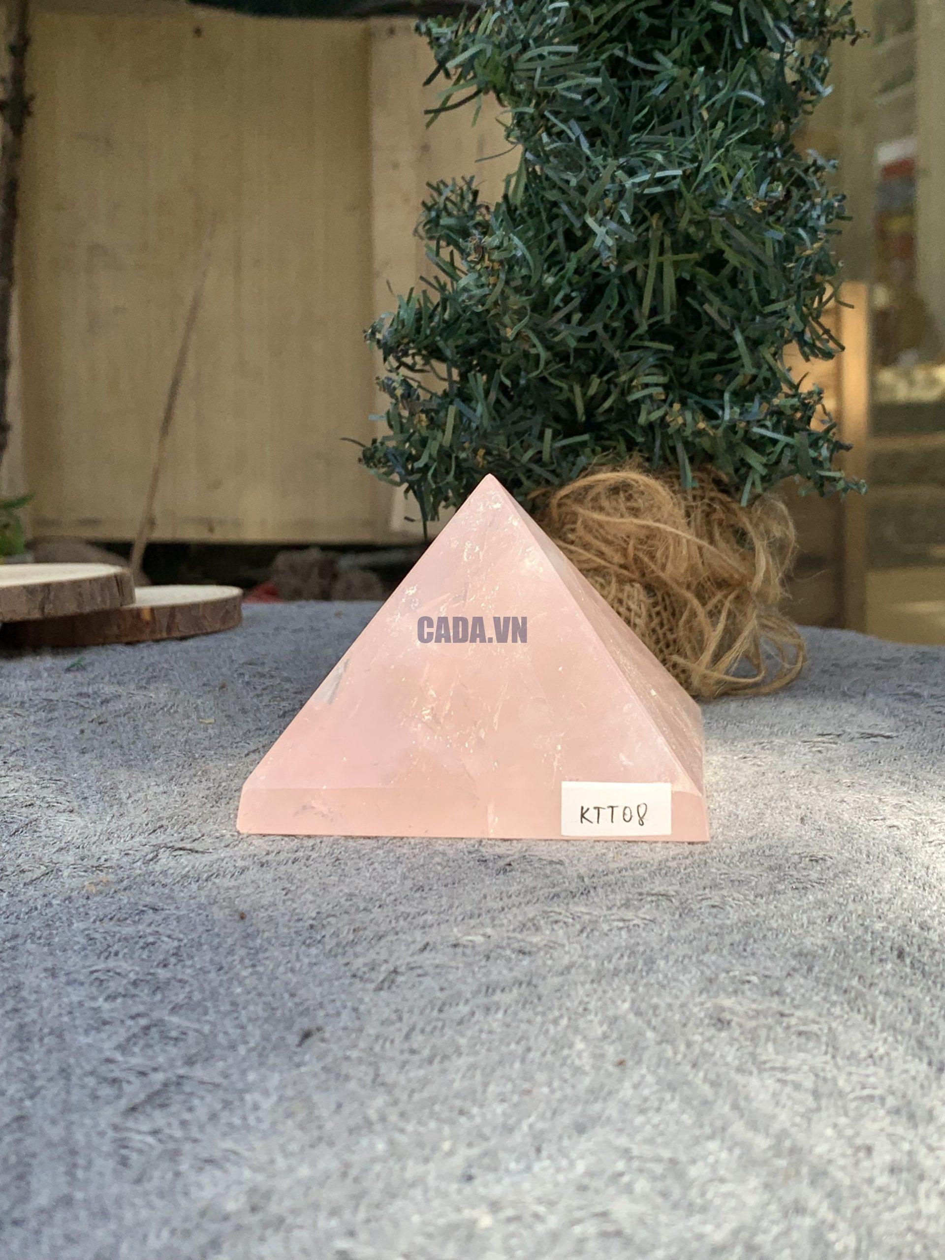 KIM TỰ THÁP ĐÁ THẠCH ANH HỒNG (KTT08) KT: 6,3*8,3 CM - KL: 0,455 KG