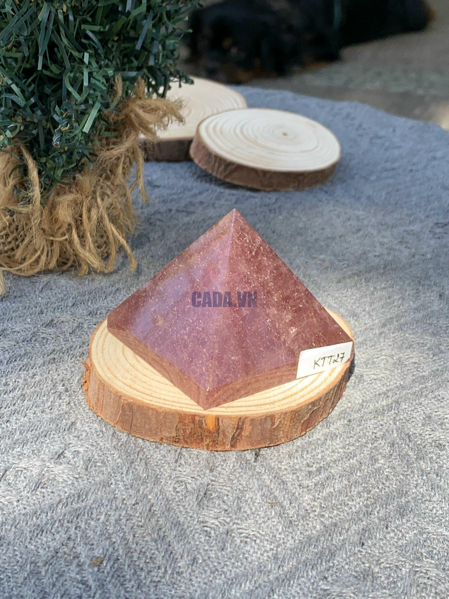 KIM TỰ THÁP ĐÁ THẠCH ANH DÂU ĐỎ - Strawberry Quartz (KTT27) KT: 4,3*5 CM - KL: 0,13 KG