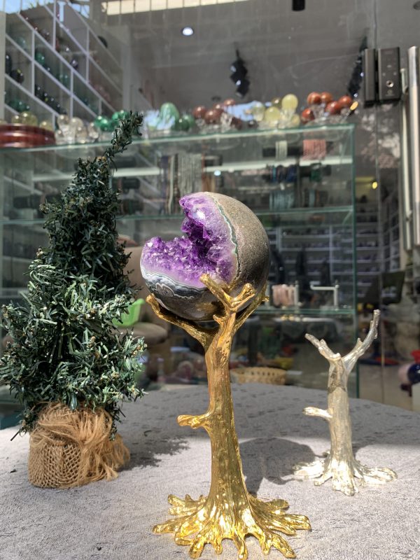 Bi Cầu Miệng Cười Thạch Anh Tím – Amethyst (BTH112) - KL: 0,585 KG - ĐK: 8,1CM