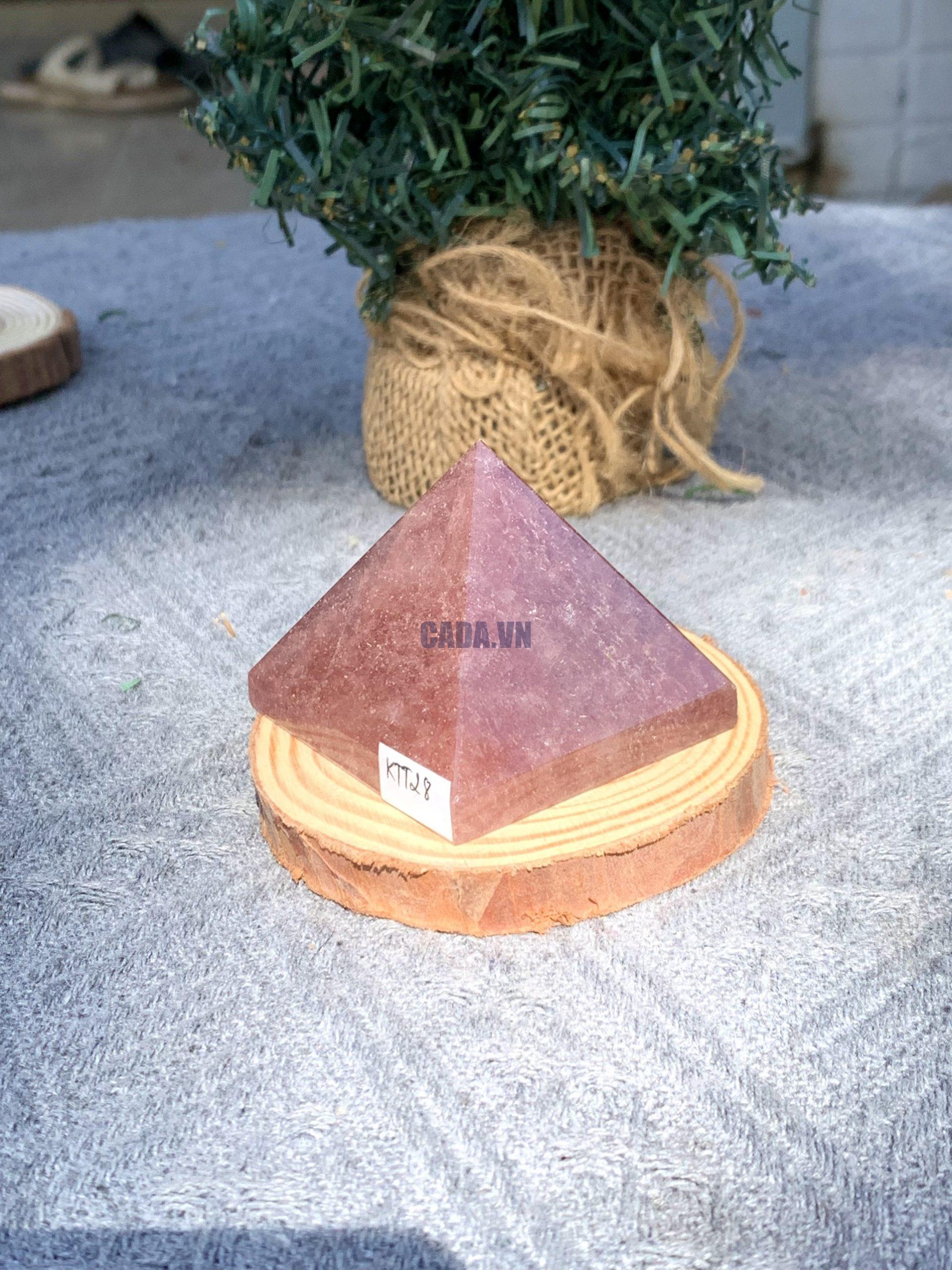 KIM TỰ THÁP ĐÁ THẠCH ANH DÂU ĐỎ - Strawberry Quartz (KTT28) KT: 4,3*5 CM - KL: 0,13 KG