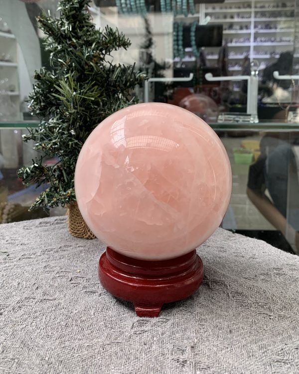 Bi cầu Thạch Anh Hồng – Rose Quartz Sphere (BH209), ĐK: 10,83CM, KL: 1,81KG