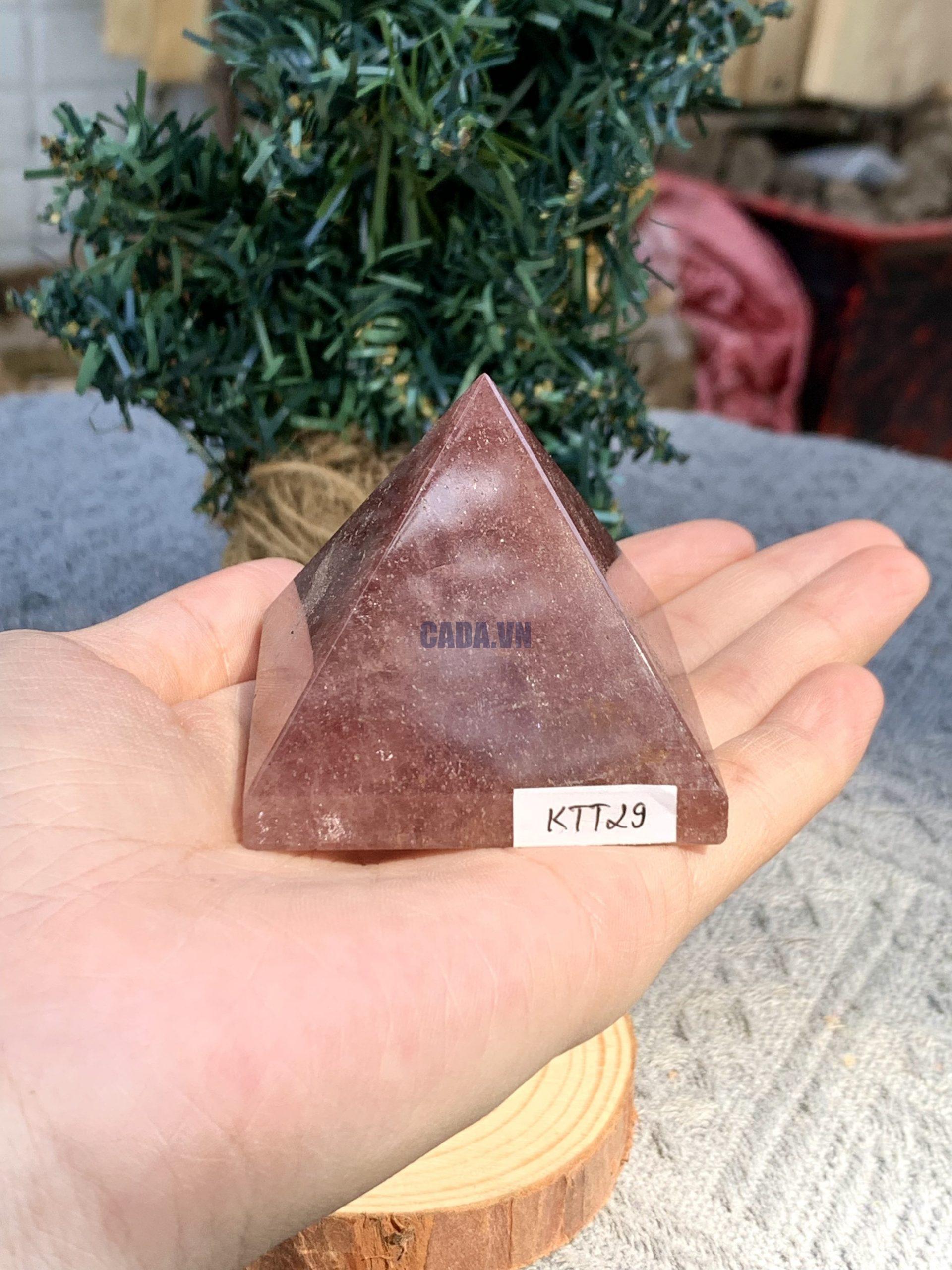 KIM TỰ THÁP ĐÁ THẠCH ANH DÂU ĐỎ - Strawberry Quartz (KTT29) KT: 4,5*5,1 CM - KL: 0,135 KG