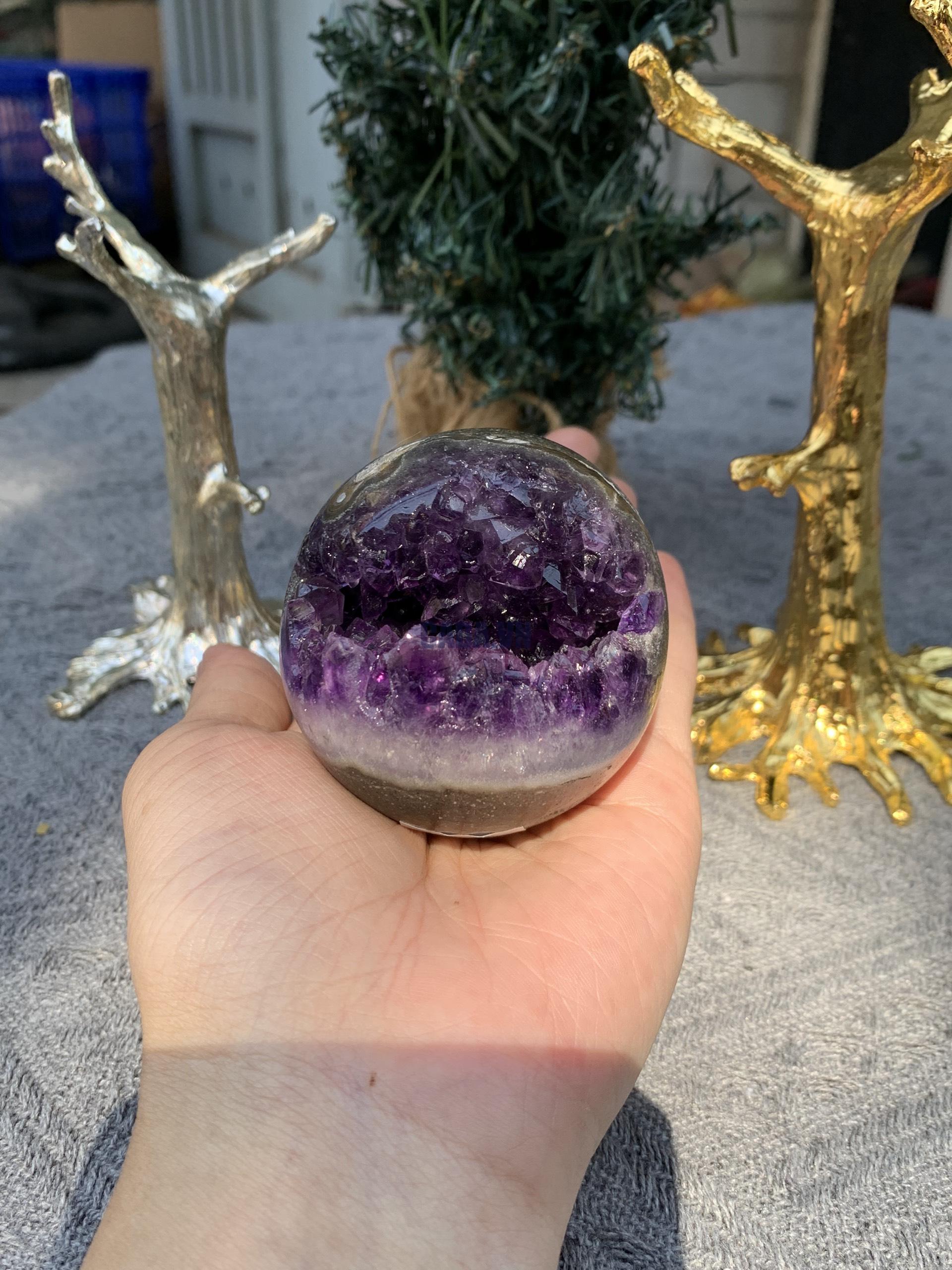 Bi Cầu Miệng Cười Thạch Anh Tím – Amethyst (BTH02) - KL: 0,225 KG - ĐK: 5,9CM