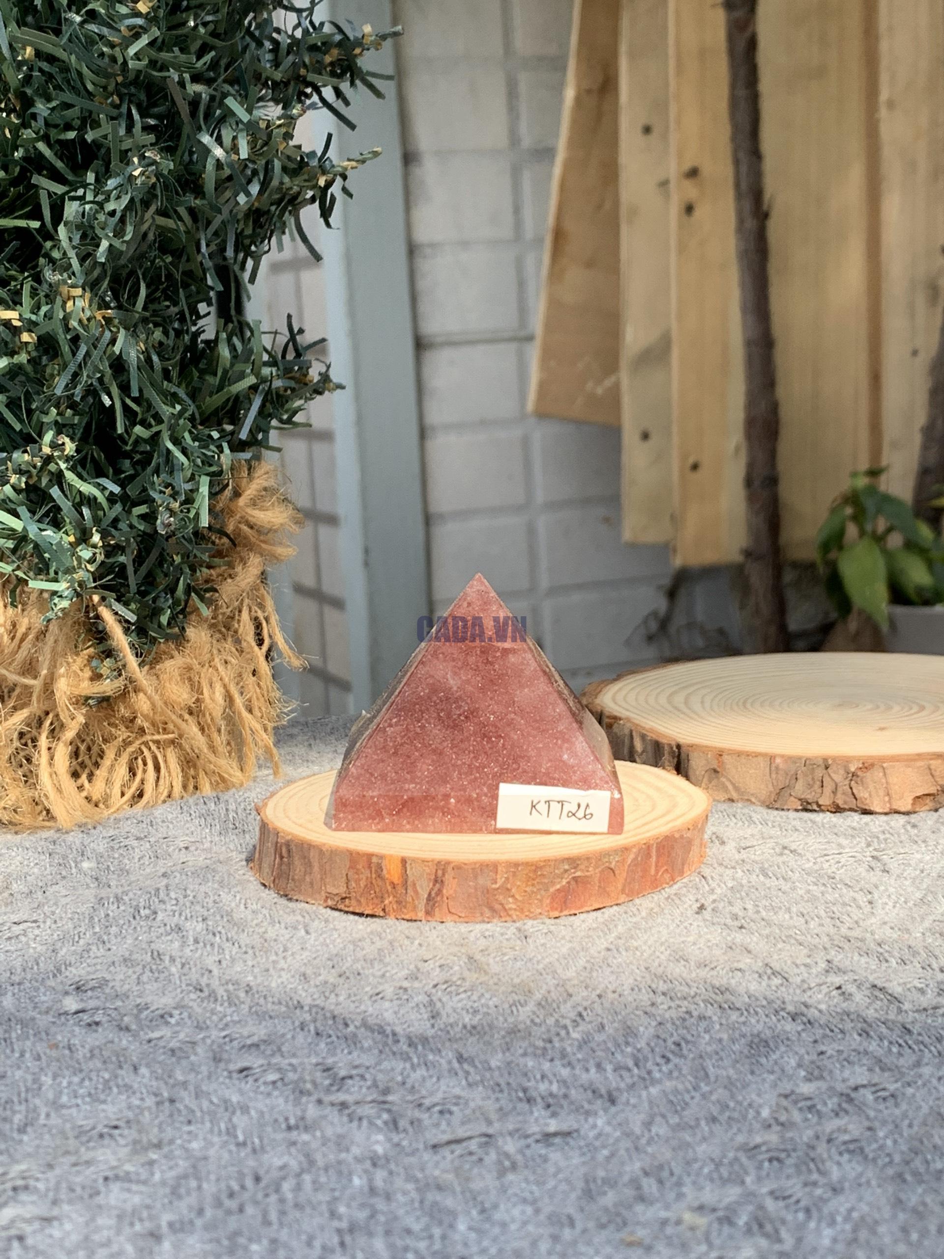 KIM TỰ THÁP ĐÁ THẠCH ANH DÂU ĐỎ - Strawberry Quartz (KTT26) KT: 4,1*5 CM - KL: 0,12 KG