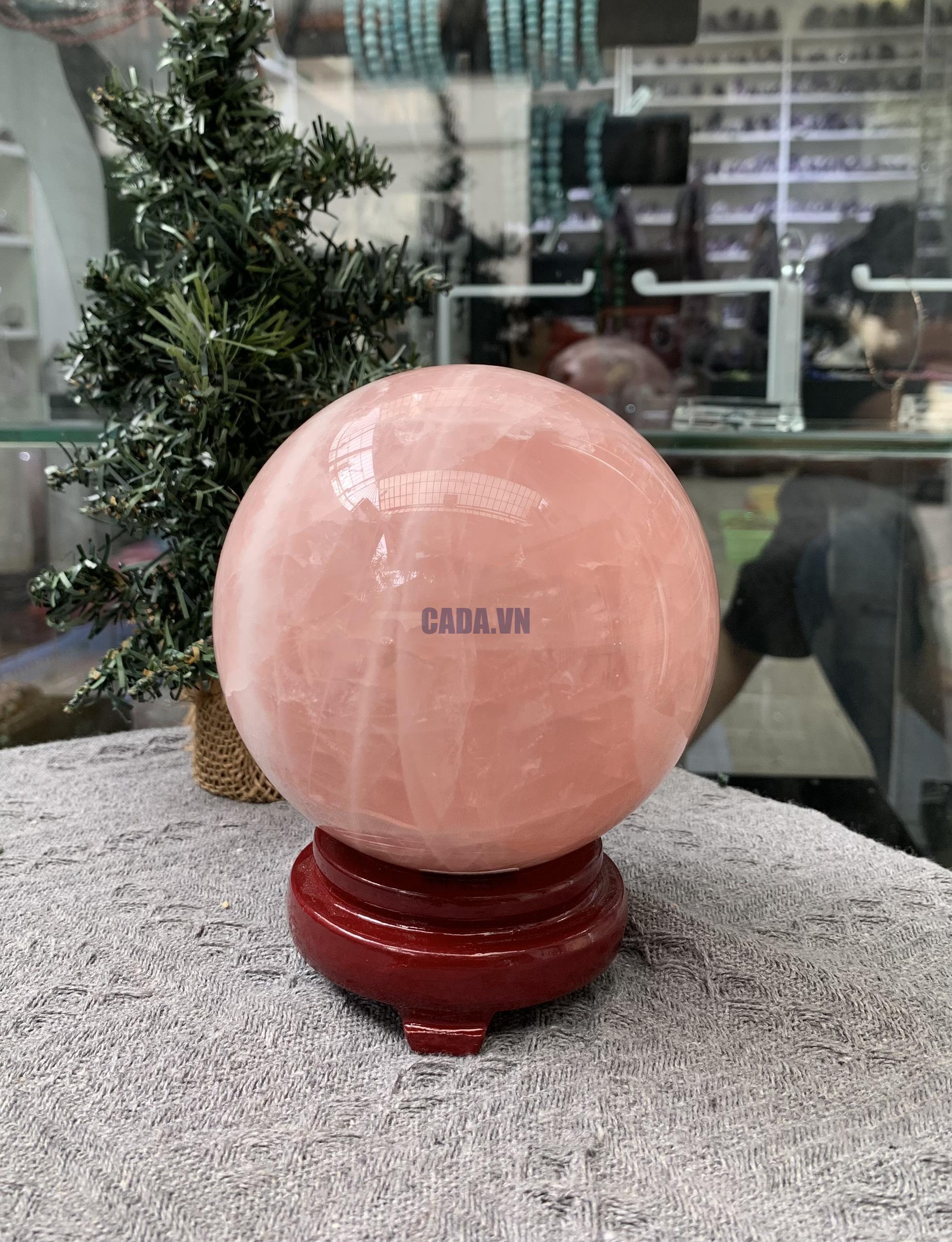 Bi cầu Thạch Anh Hồng – Rose Quartz Sphere (BH209), ĐK: 10,83CM, KL: 1,81KG