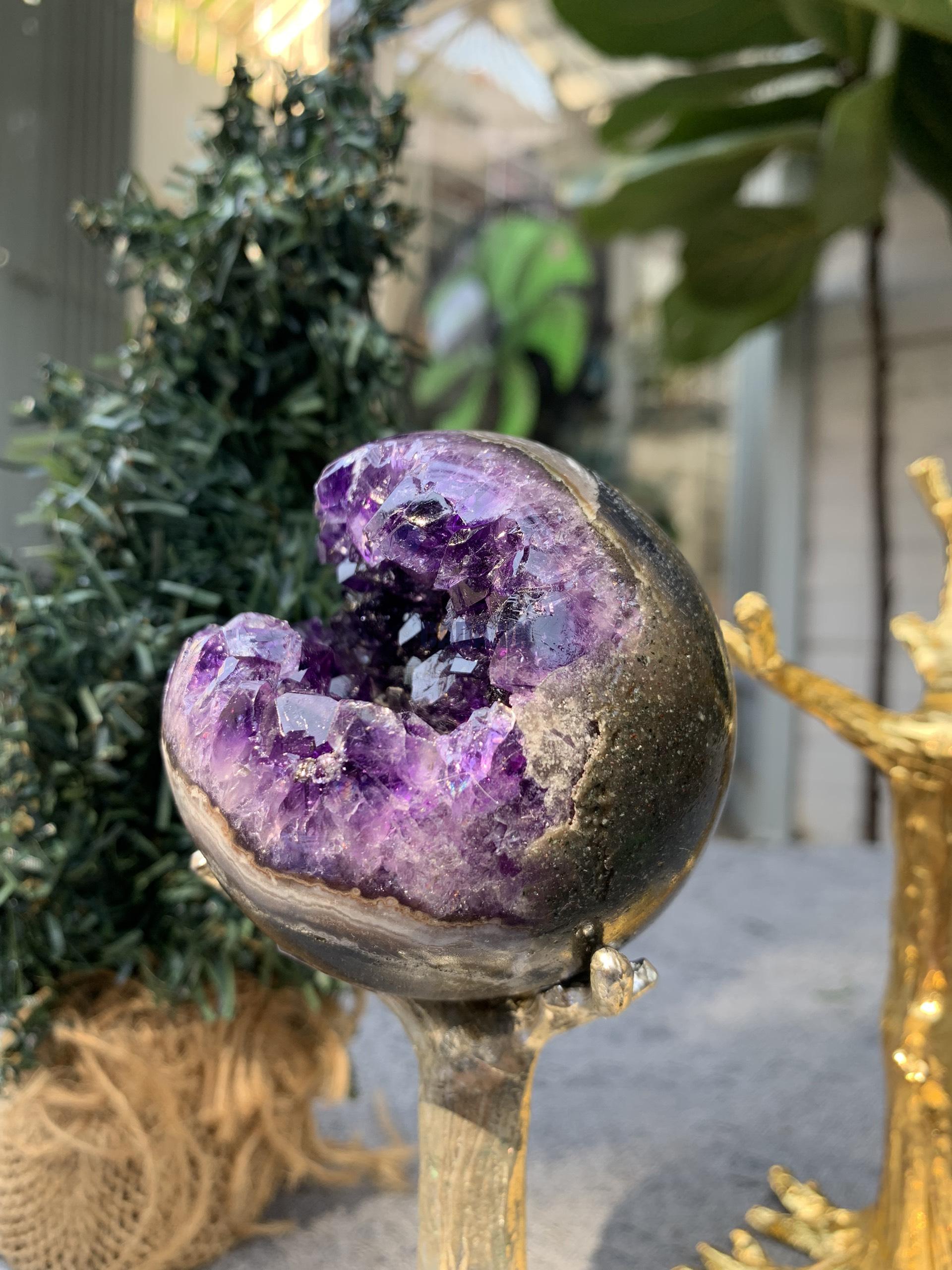 Bi Cầu Miệng Cười Thạch Anh Tím – Amethyst (BTH04) - KL: 0,345 KG - ĐK: 6,6CM