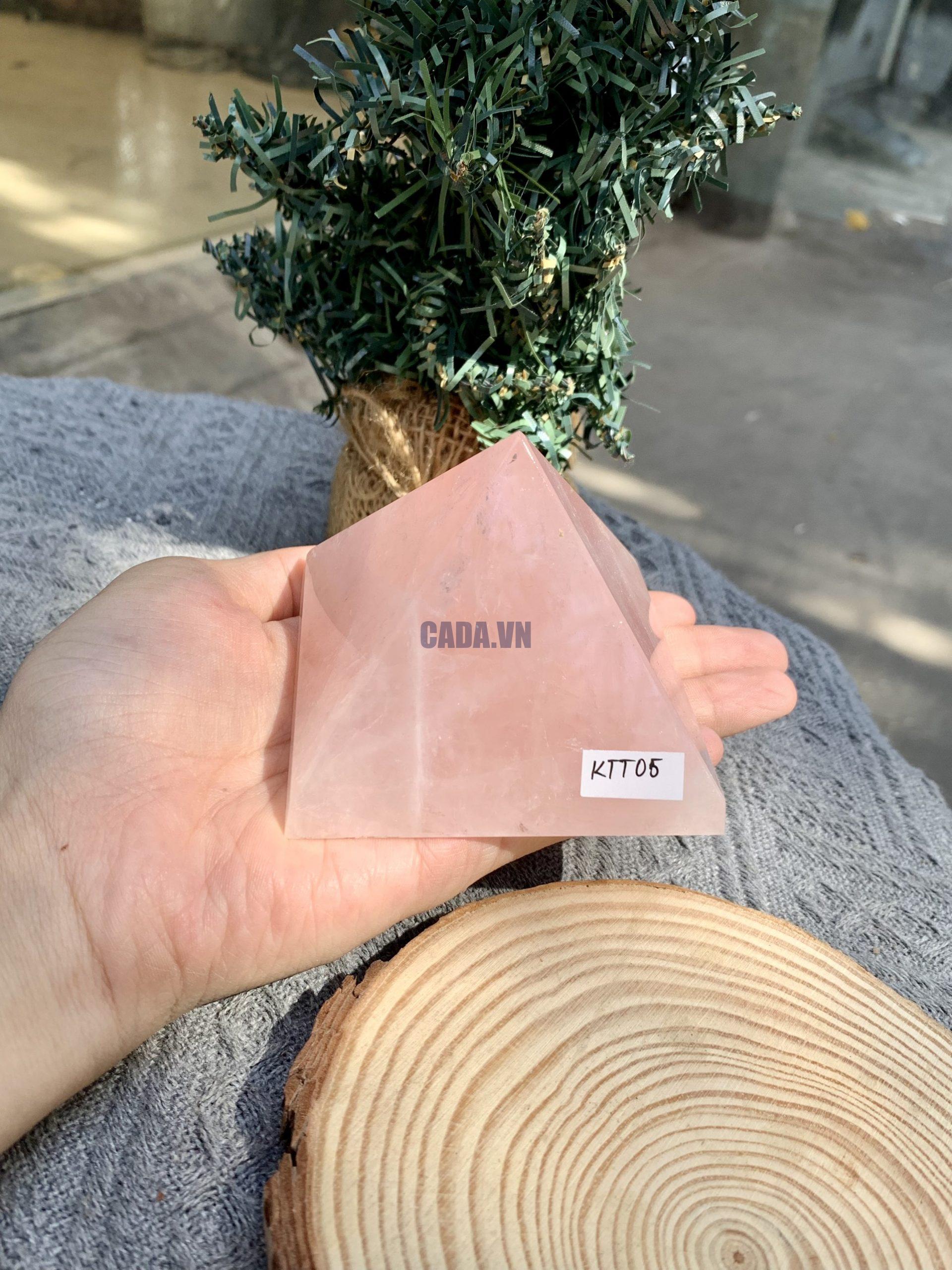 KIM TỰ THÁP ĐÁ THẠCH ANH HỒNG (KTT05) KT: 5,8*7,3 CM - KL: 0,330 KG
