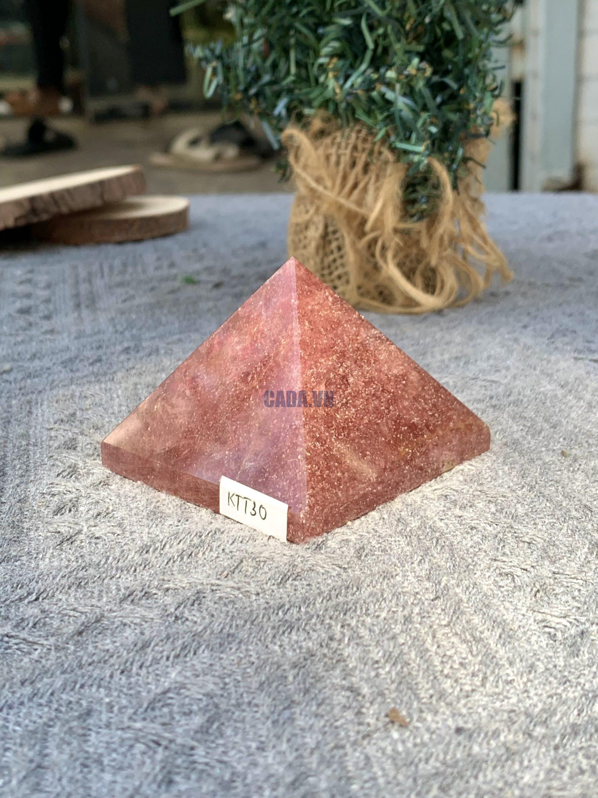 KIM TỰ THÁP ĐÁ THẠCH ANH DÂU ĐỎ - Strawberry Quartz (KTT30) KT: 4,4*6 CM - KL: 0,175 KG 