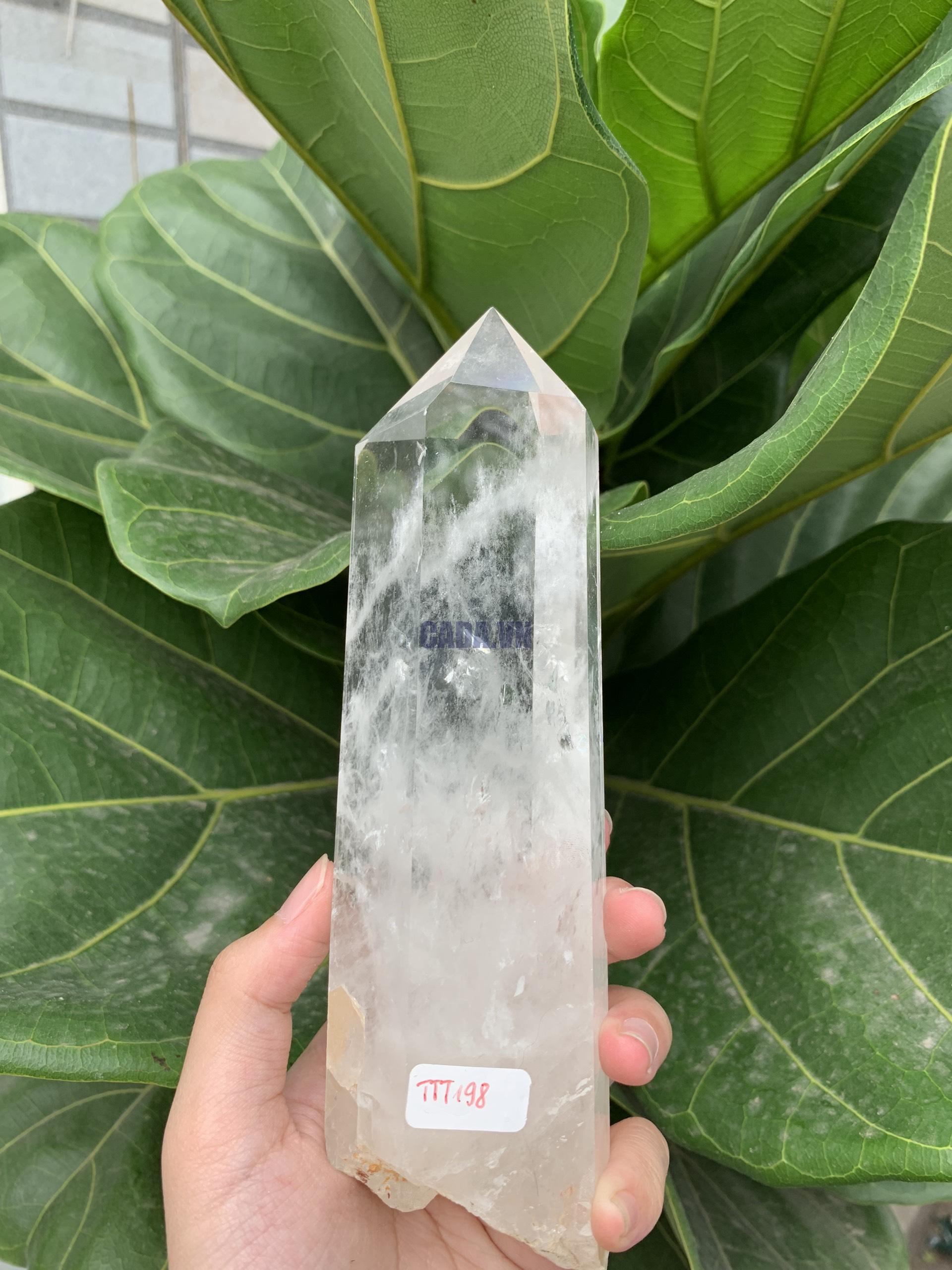 Trụ Thạch Anh Trắng trong – Clear Quartz Point, KL: 0,495 KG (TTT198)