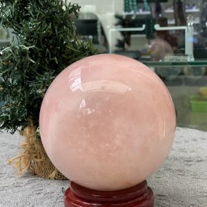 Bi cầu Thạch Anh Hồng – Rose Quartz Sphere (BH185), ĐK: 11,15CM, KL: 1,91KG